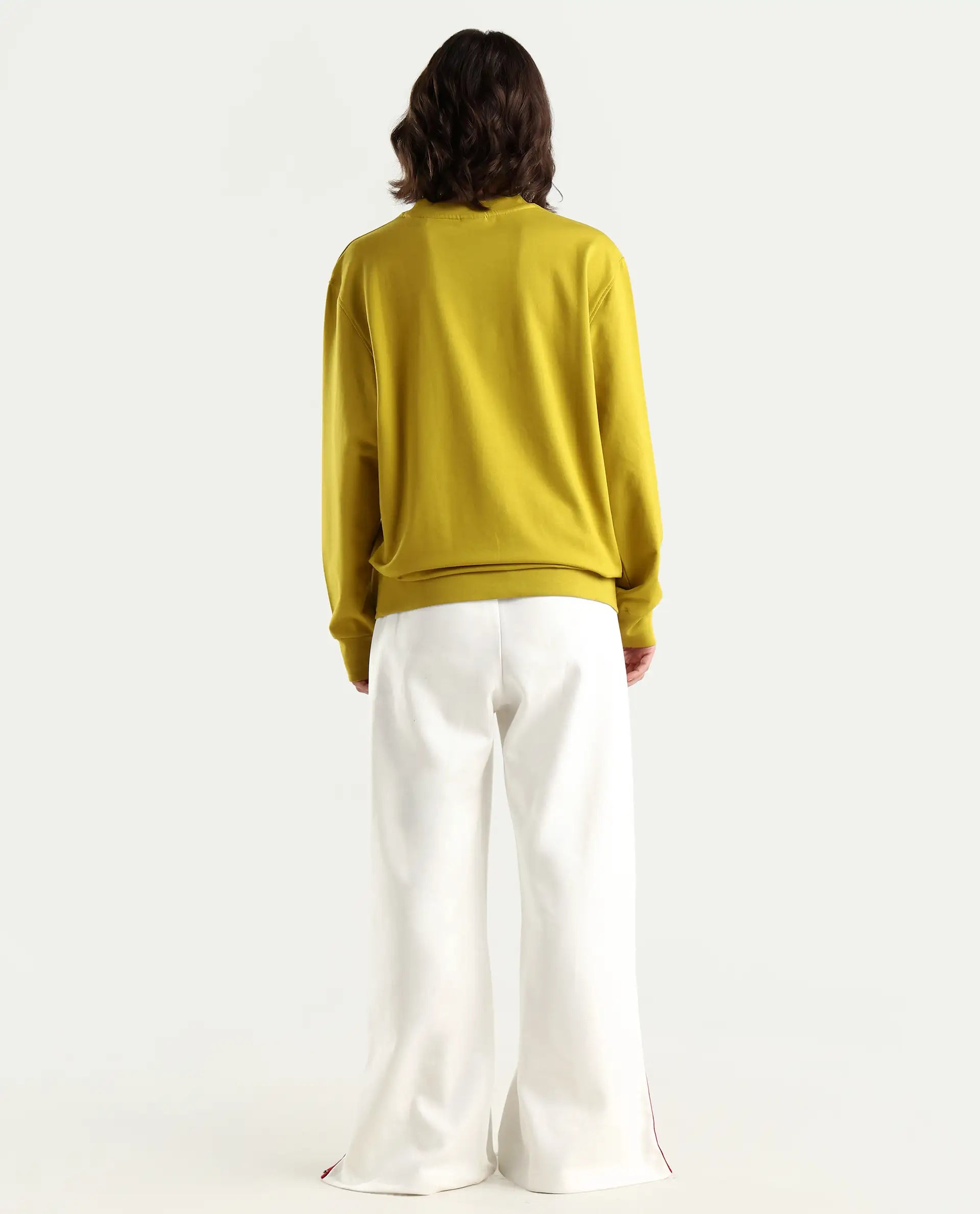 Rareism Women's Slite White Cotton Plain Ankle Length Wide Trouser