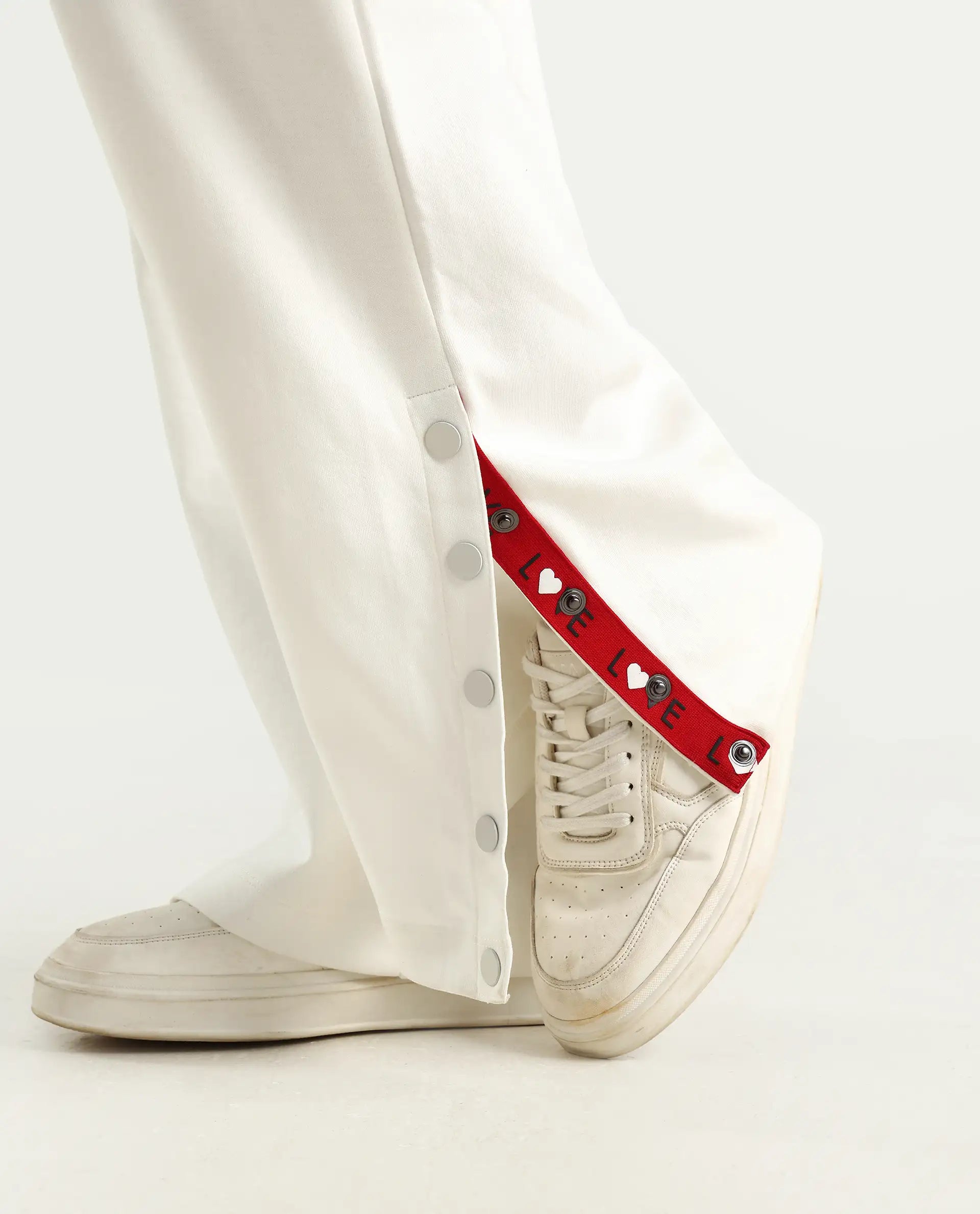 Rareism Women's Slite White Cotton Plain Ankle Length Wide Trouser