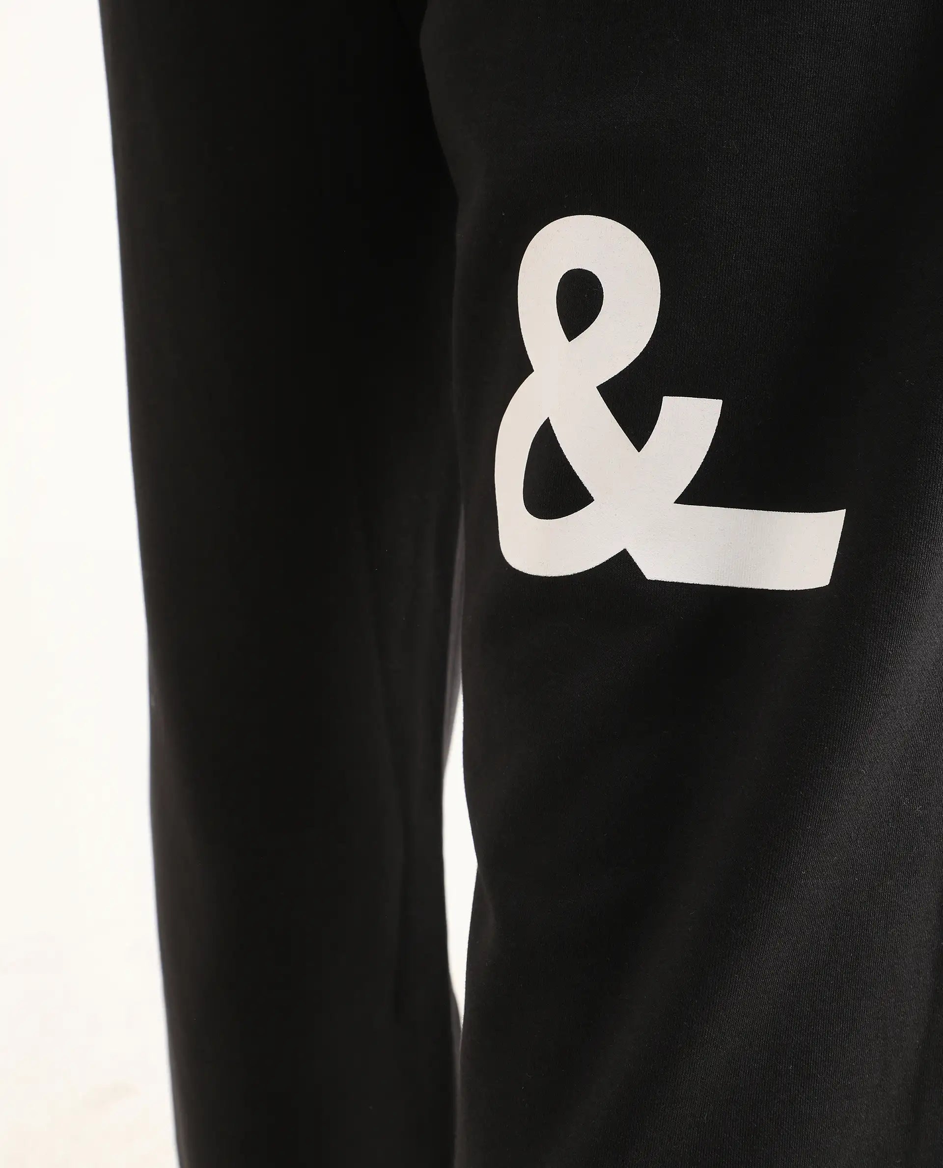 Rare Rabbit Men's Ricot-B Black Cotton Blend Printed Regular Fit Track Pant