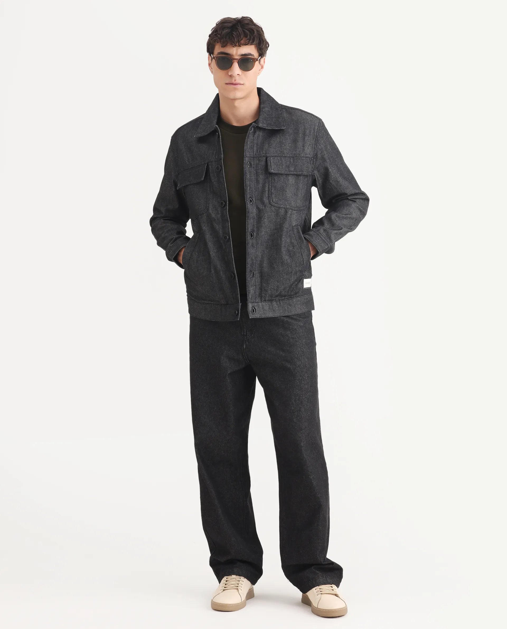 Rare Rabbit Men's Loon Black Cotton Graphic Print Regular Fit Full Sleeve Spread Collar Jacket