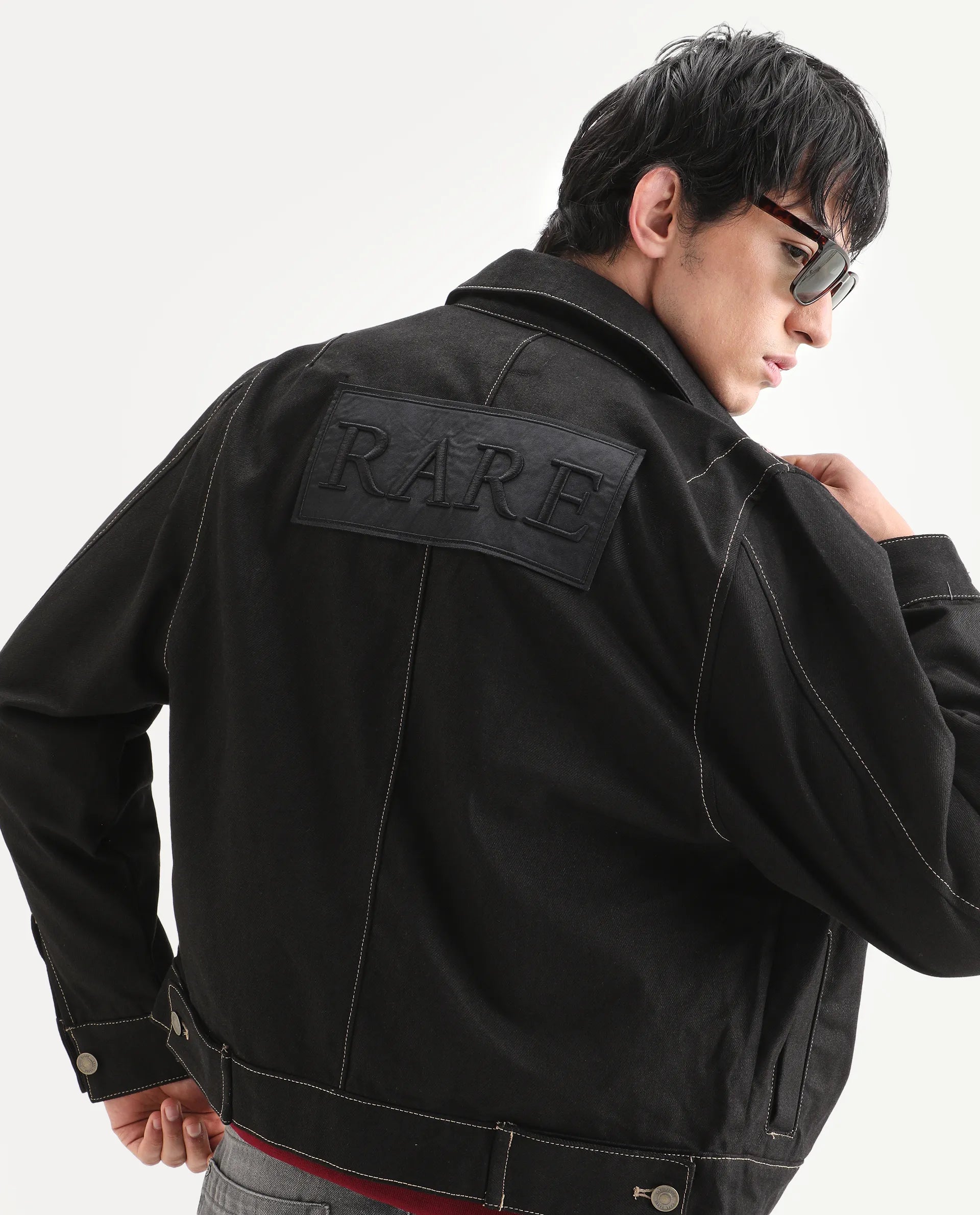 Buy Clovix - Black Regular Fit Label Print Jacket| Rare Rabbit