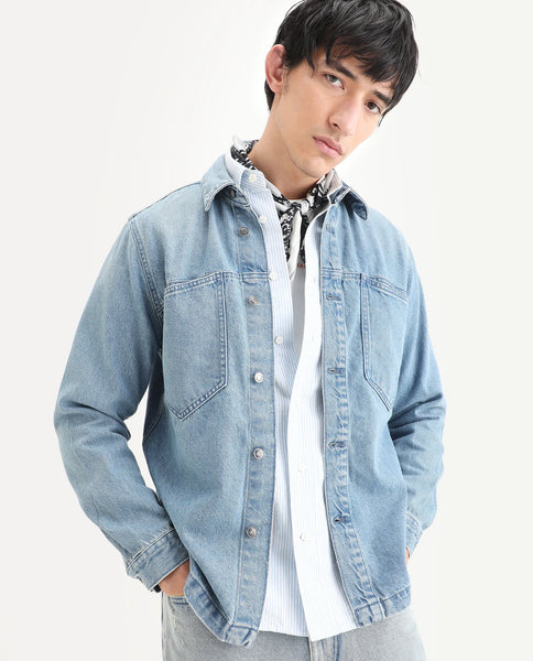 Buy Tycho - Blue Oversized Denim Jacket| Rare Rabbit
