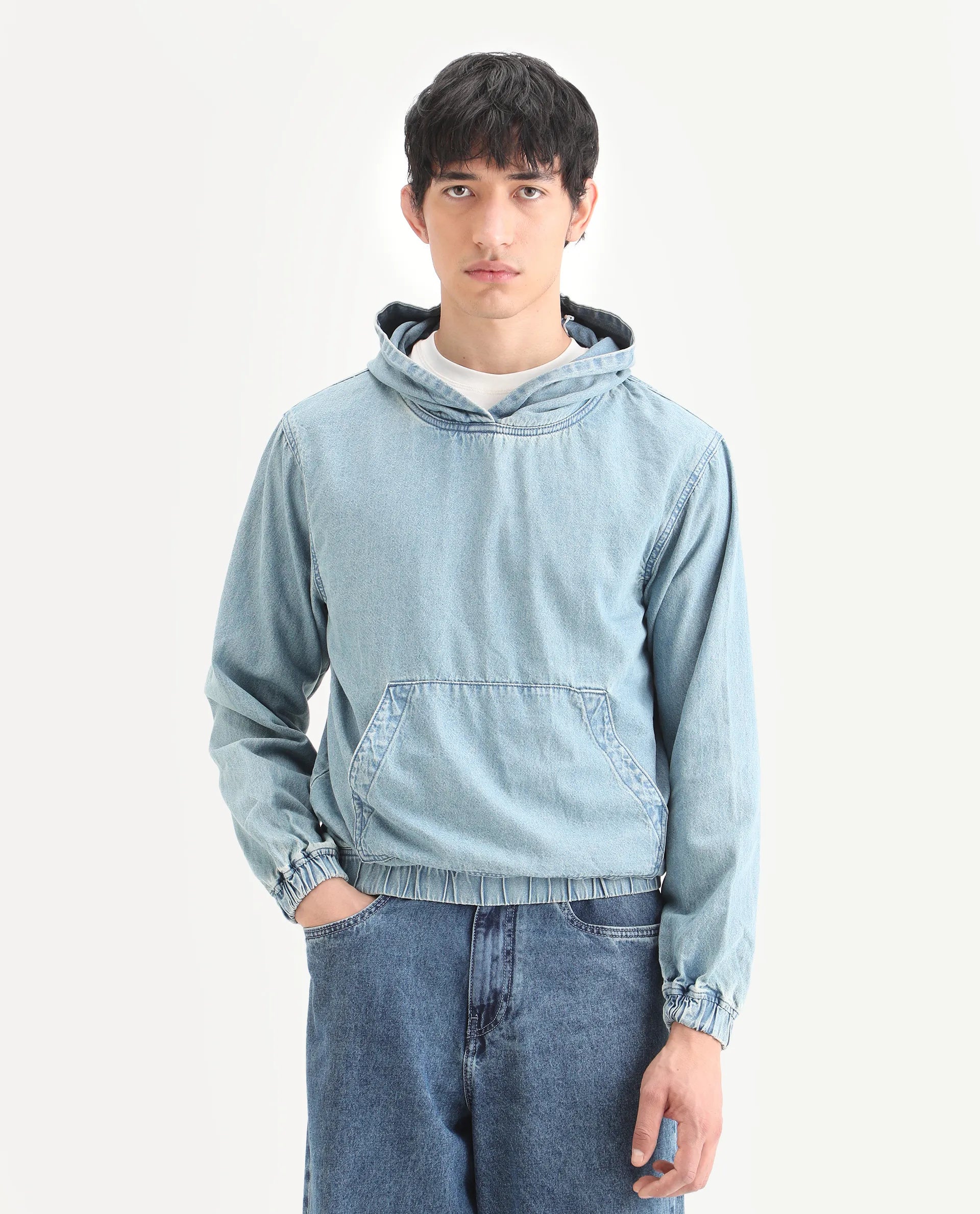 Buy Voltas - Light Blue Oversized Fit Plain Sweatshirt| Rare Rabbit