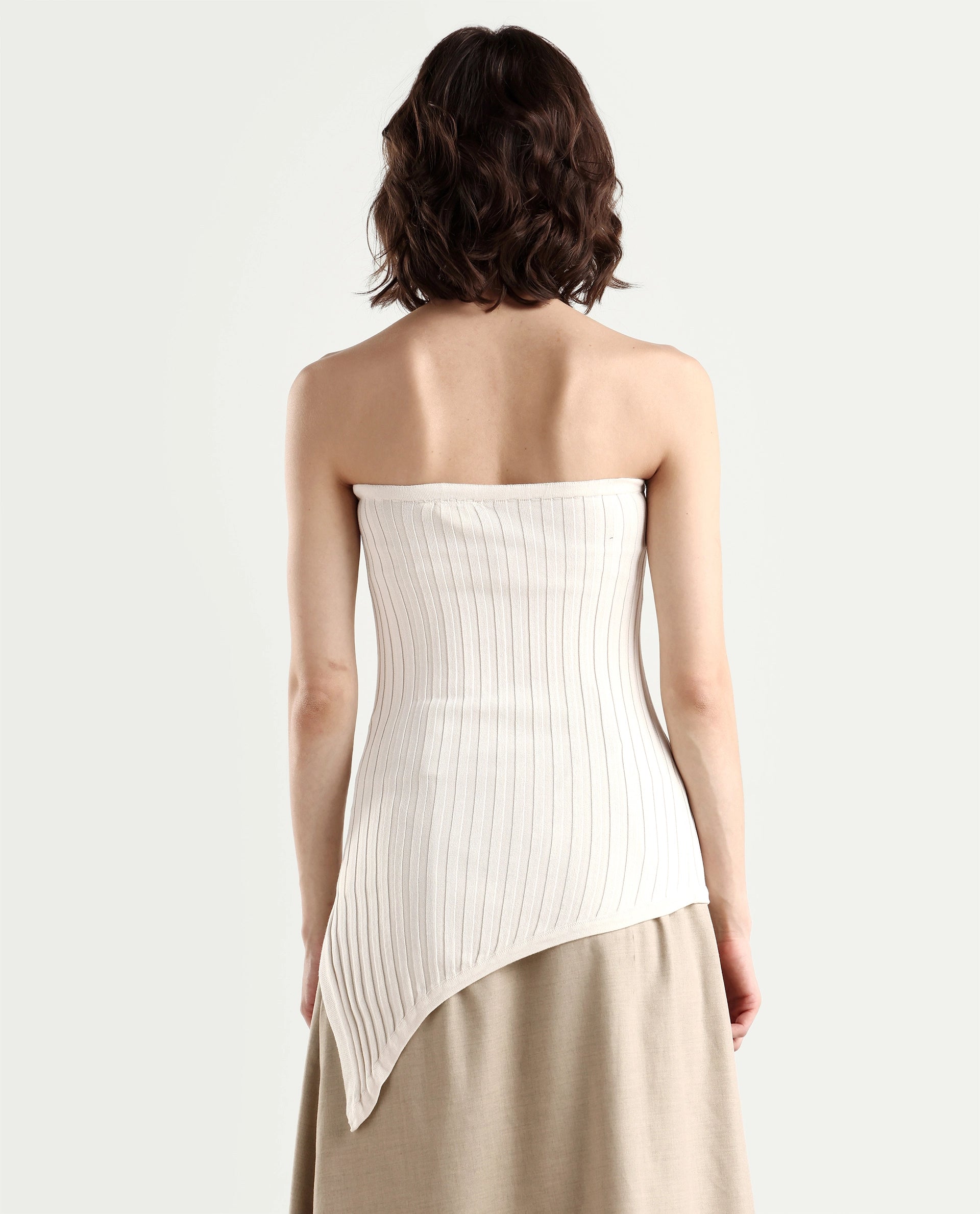 Rareism Women's Viscose Blend Tube Neck Plain Sleeveless Regular Fitted Top