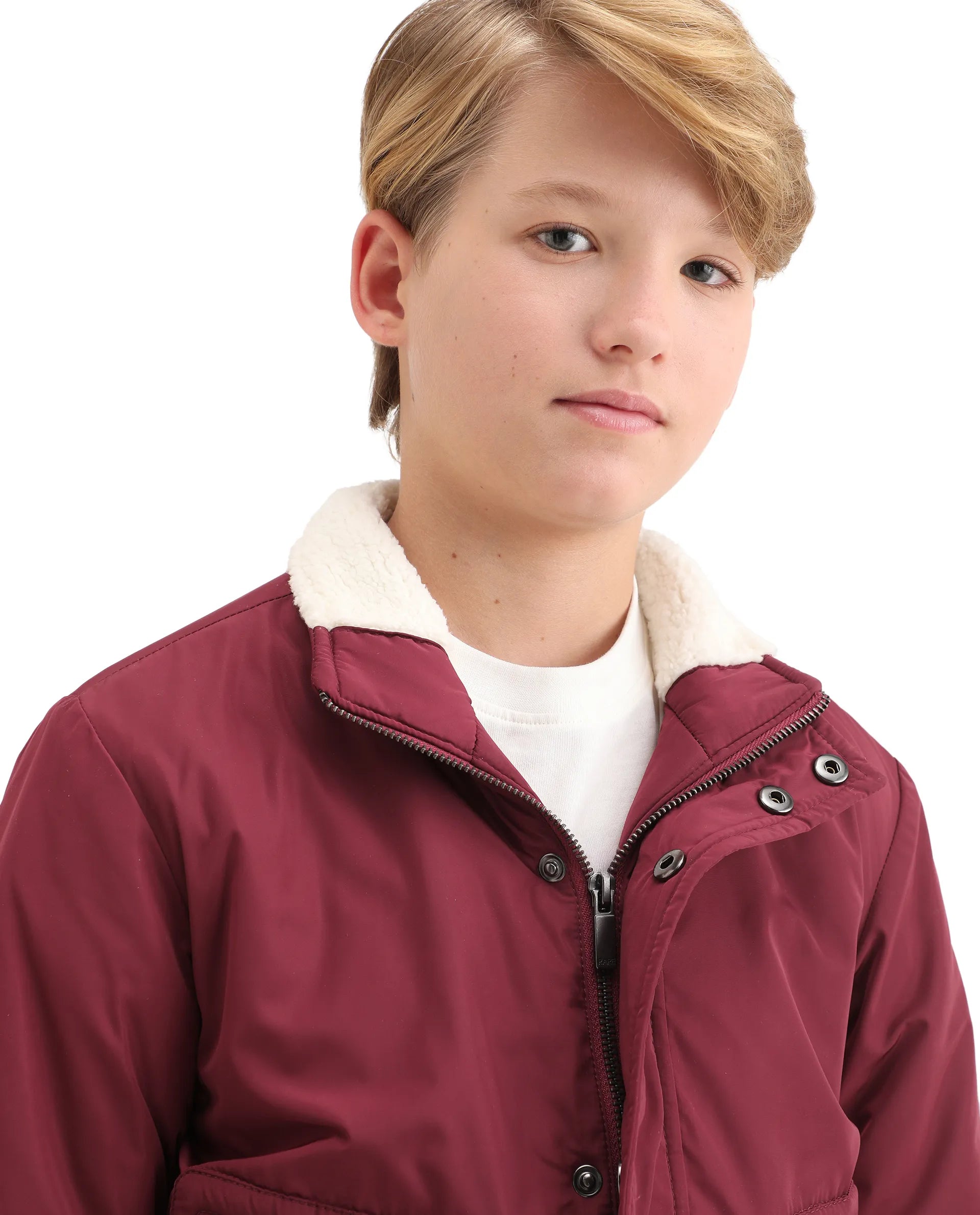 Rare Ones Kids Wick Maroon Polyester Zipper Closure High Neck Plain Full Sleeves Regular Fit Jacket