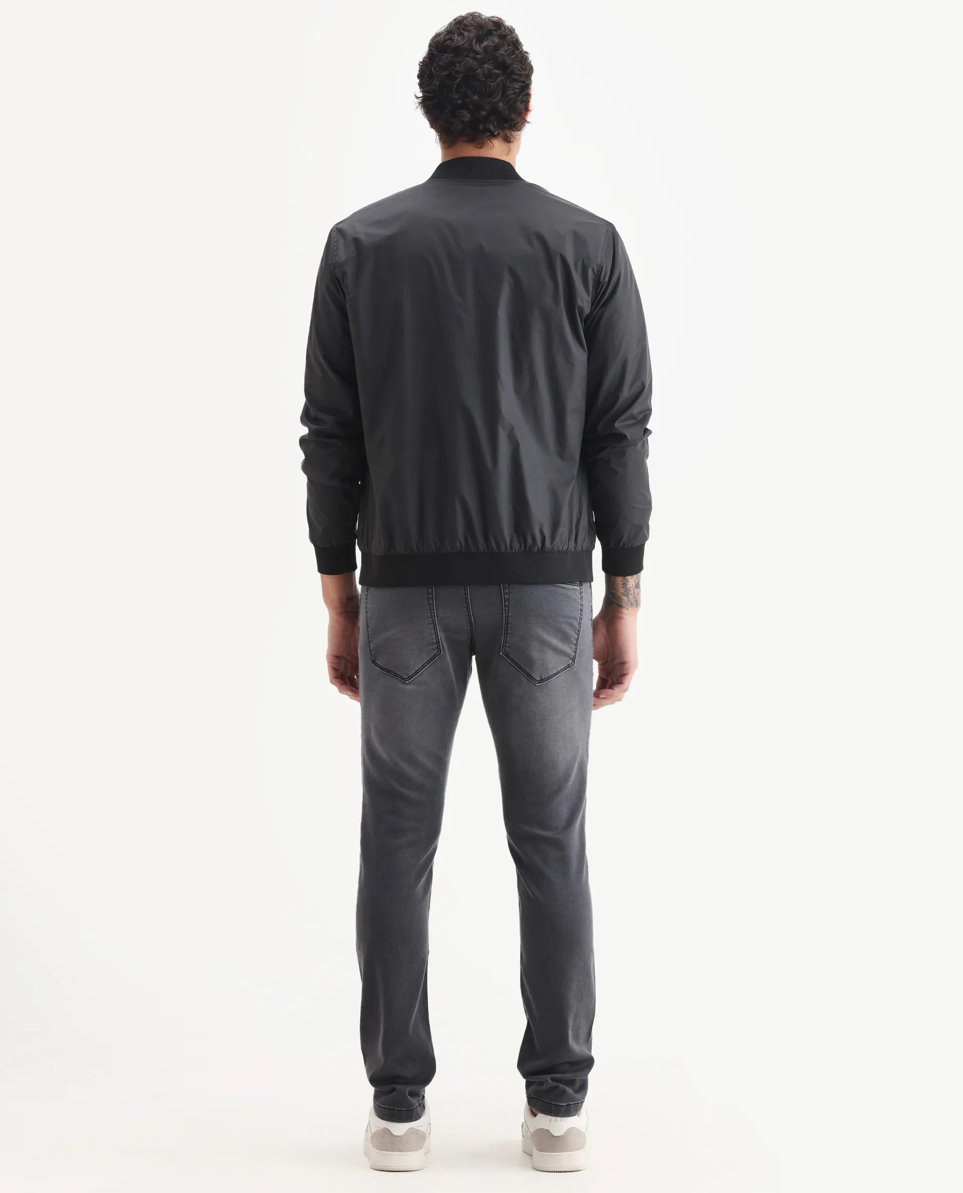 Rare Rabbit Men's Switz-1 Dark Grey Cotton Blend Fabric Hawk Slim Plain Jeans