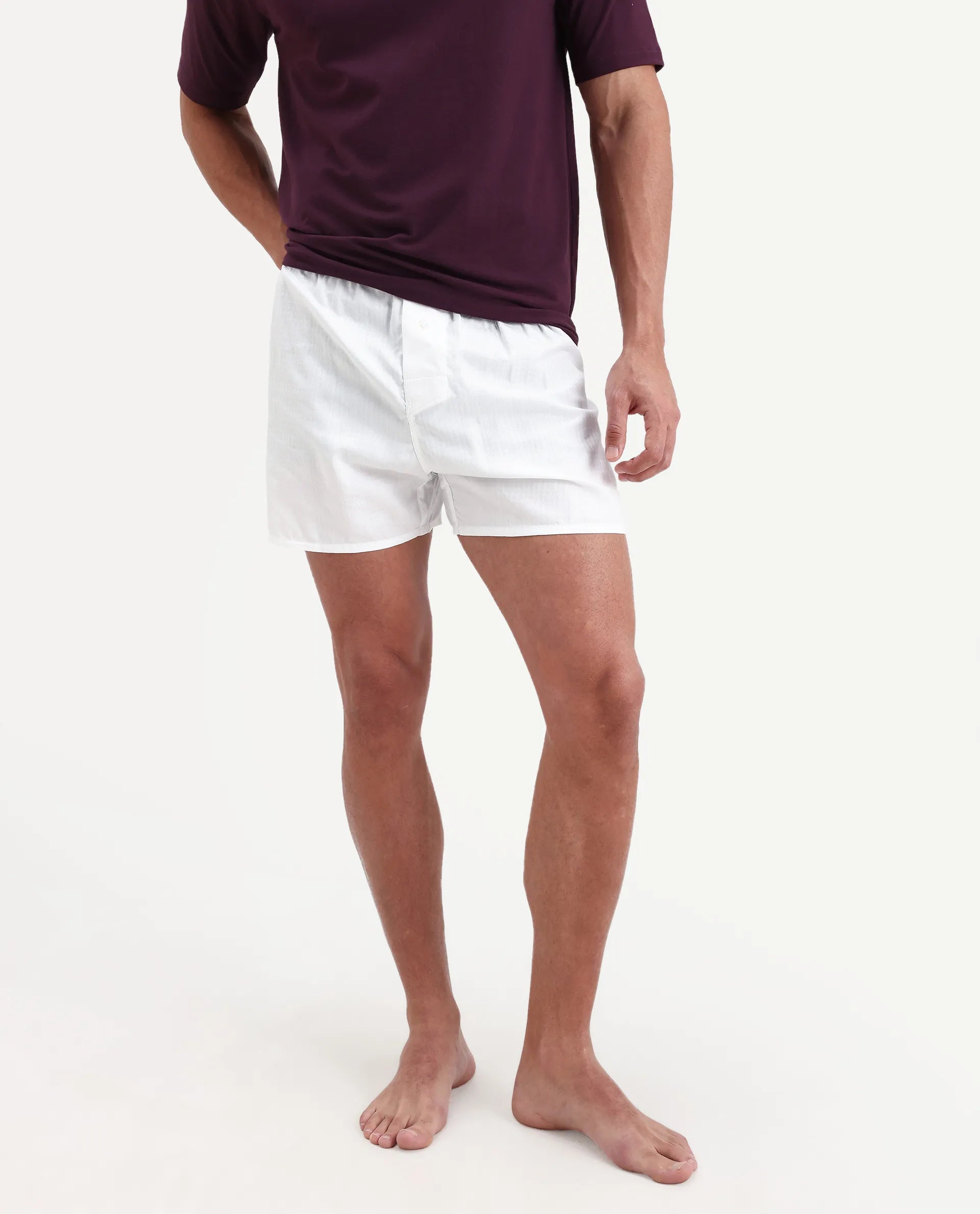 Rare Rabbit Men's Kiva White Cotton Regular Fit Checks Boxer