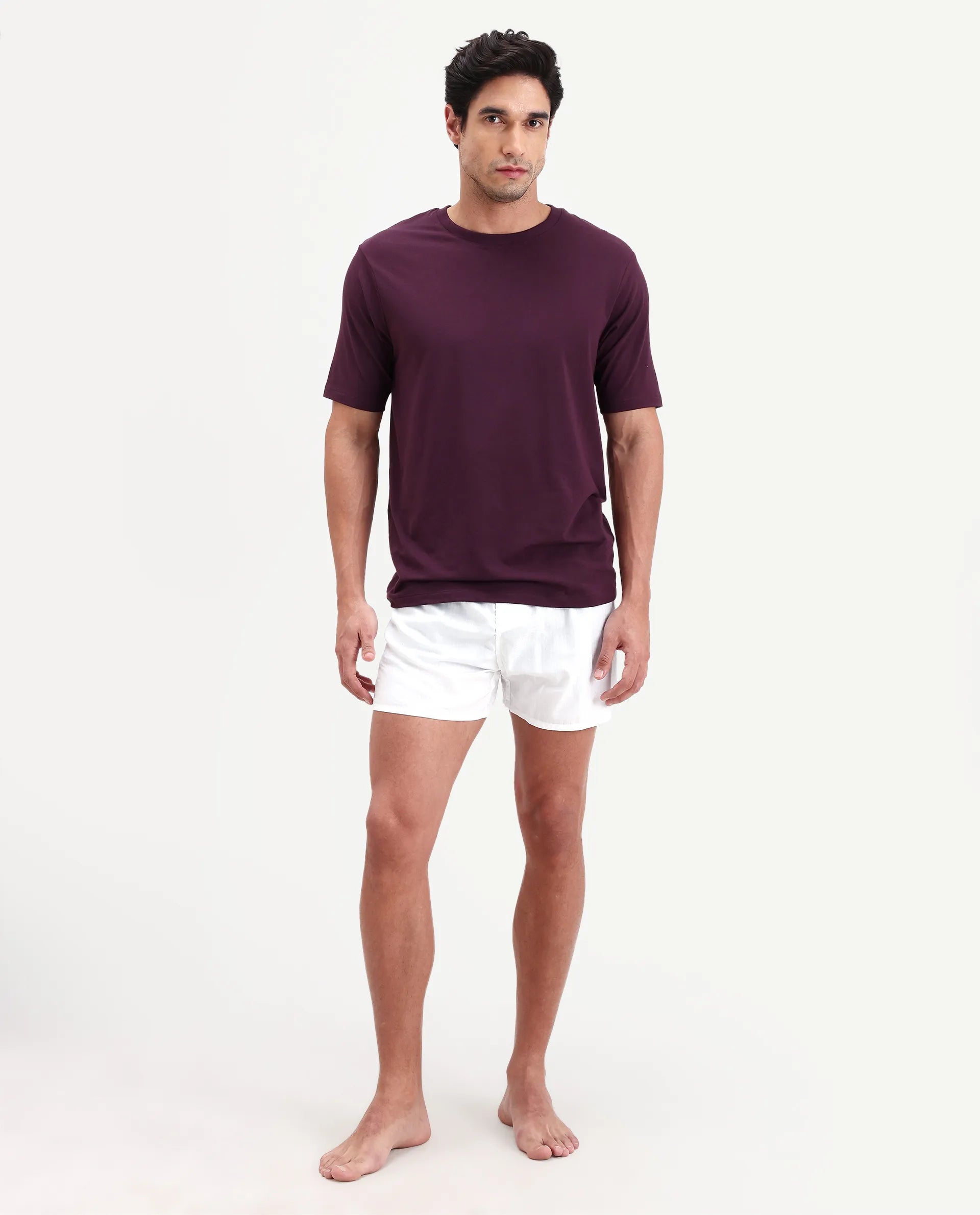 Rare Rabbit Men's Kiva White Cotton Regular Fit Checks Boxer