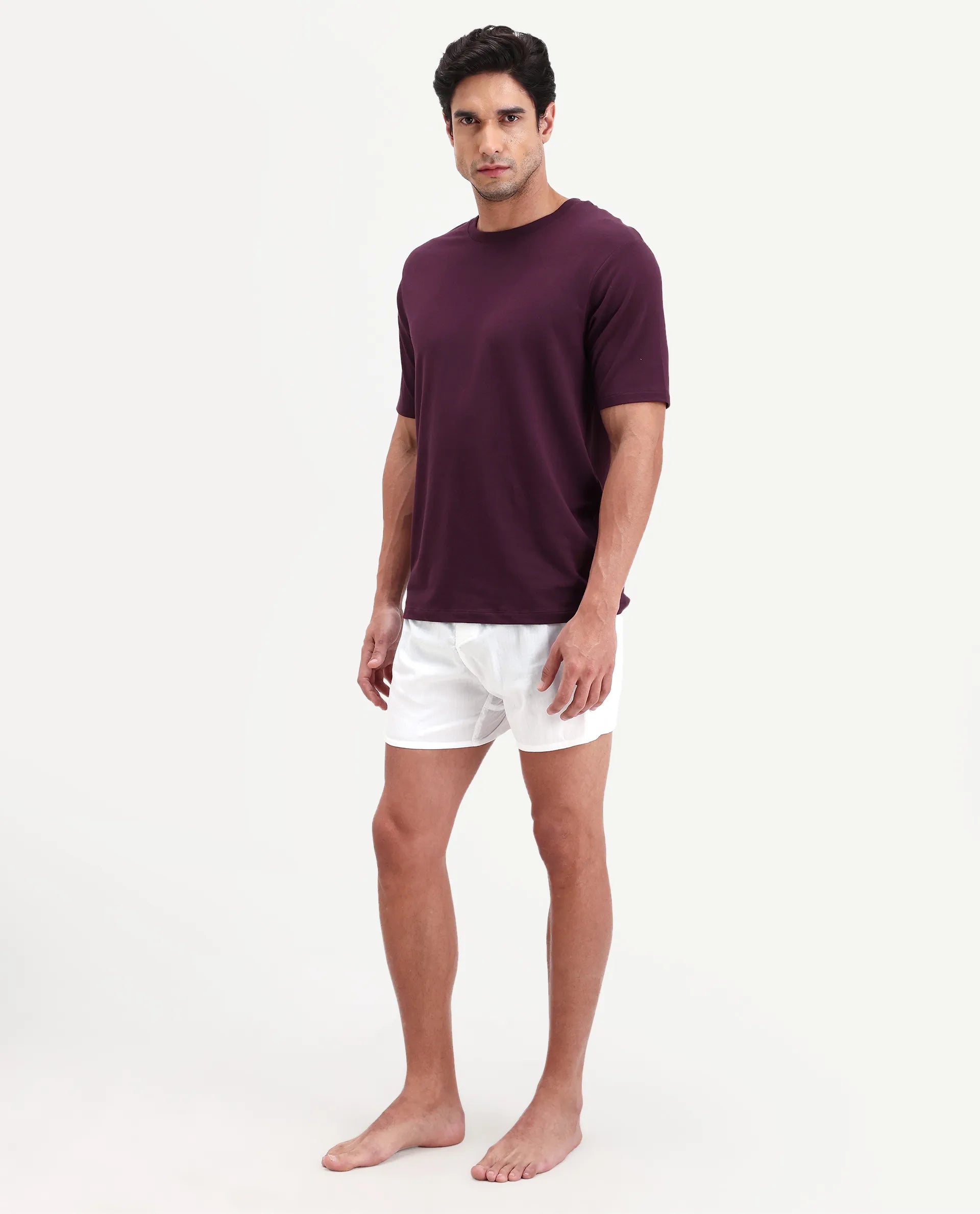 Rare Rabbit Men's Kiva White Cotton Regular Fit Checks Boxer