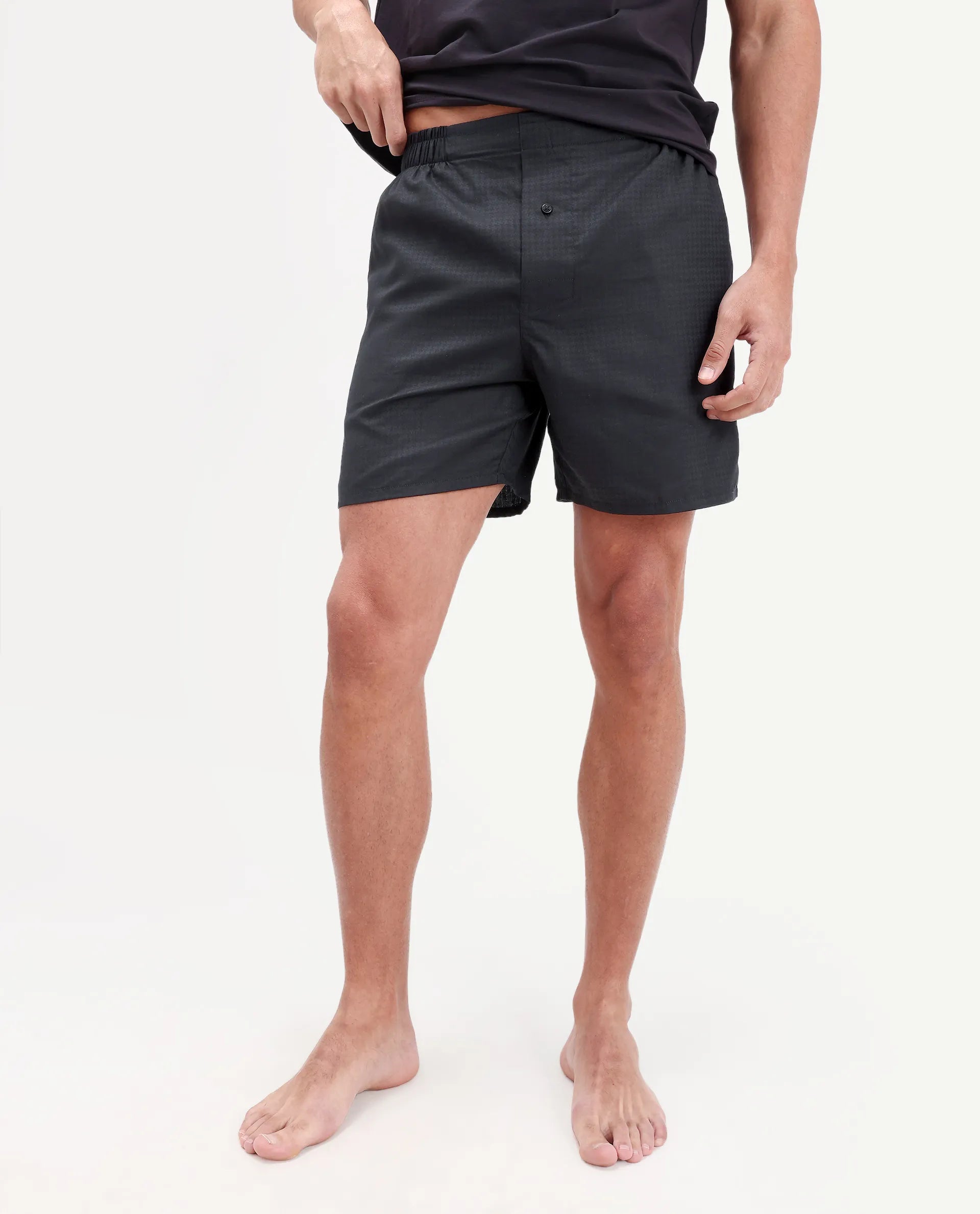 Rare Rabbit Men's Cean Black Cotton Fabric Regular Fit Checks Boxer