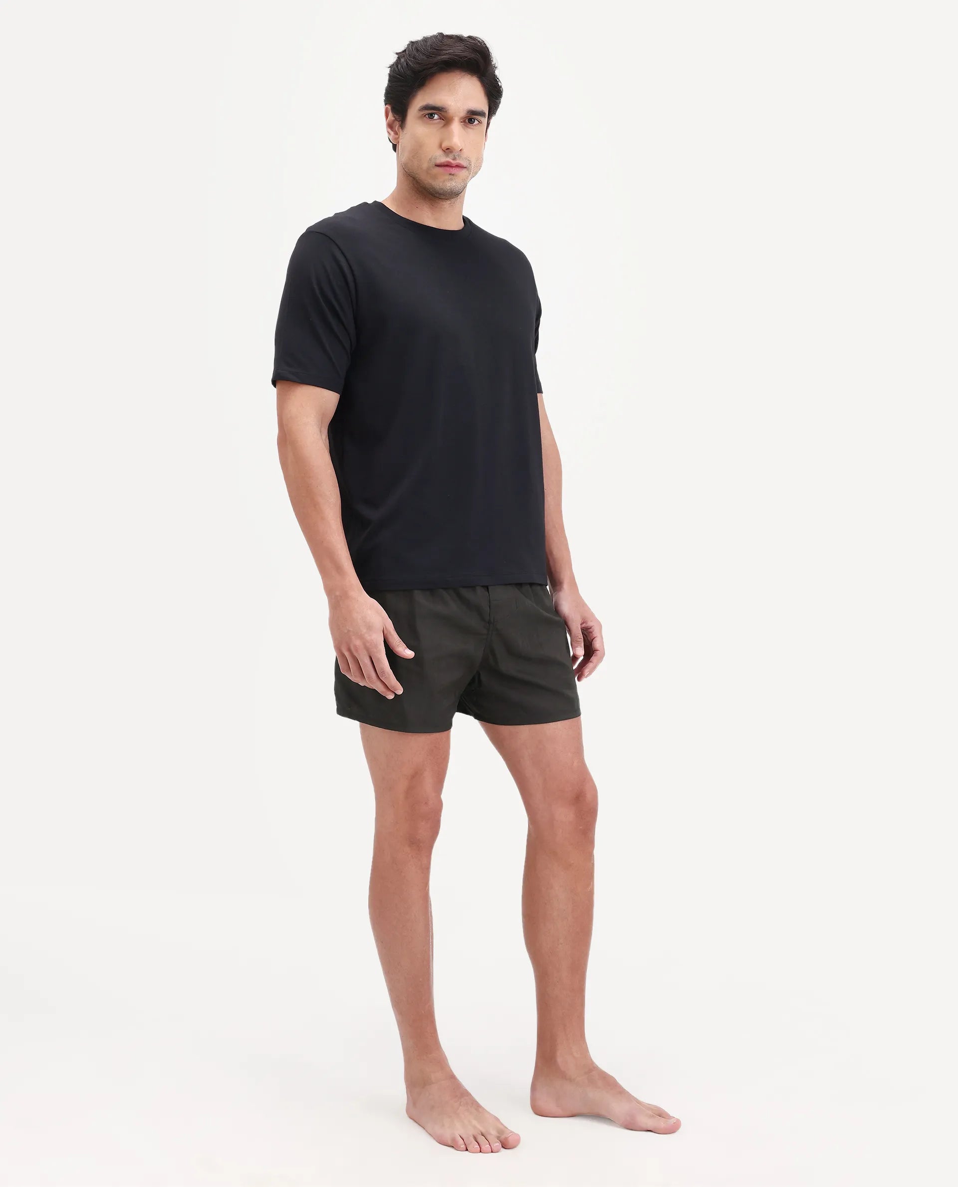 Rare Rabbit Men's Deval Brown Cotton Blend Fabric Regular Fit Checks Boxer