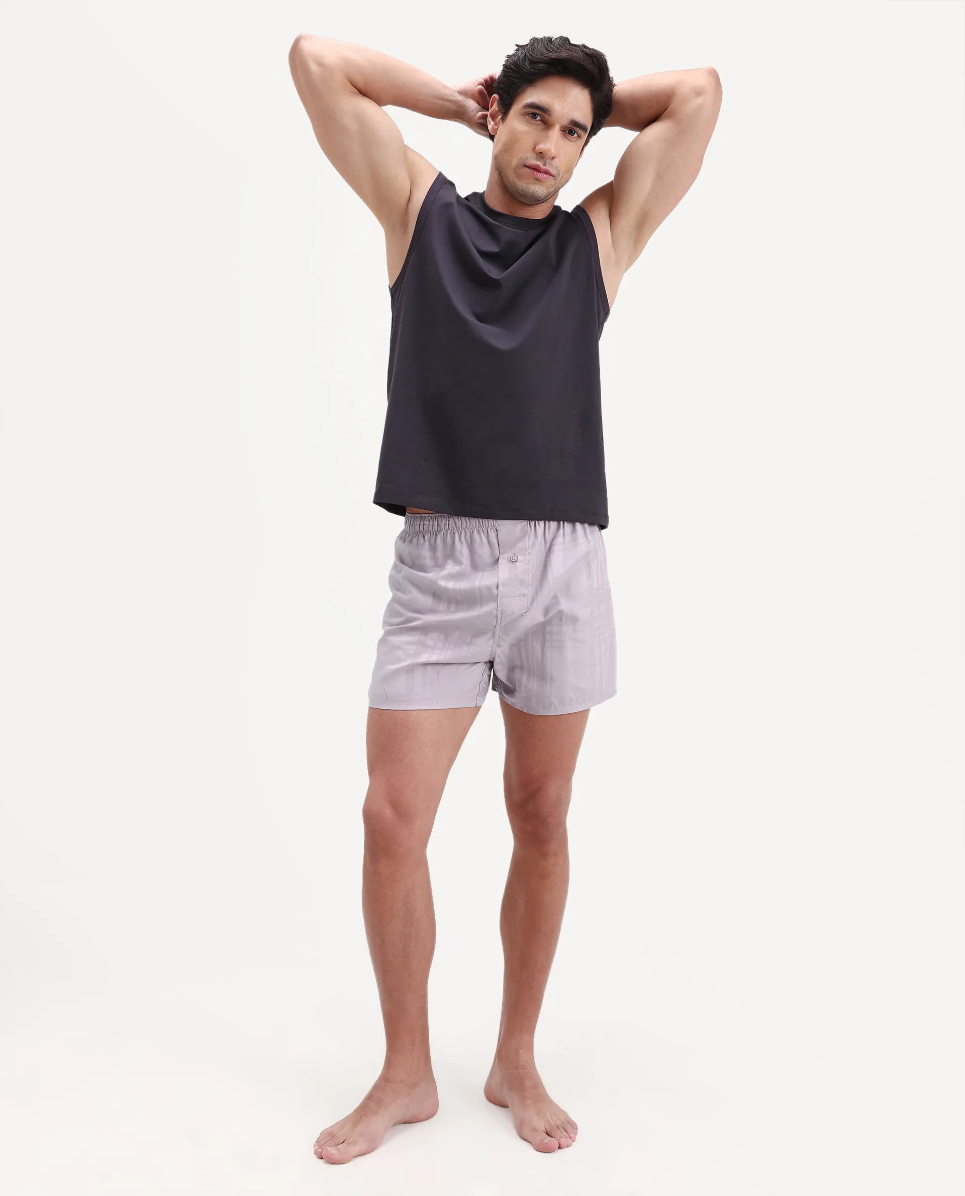 Rare Rabbit Men's Deval Dusky Pink Cotton Blend Fabric Regular Fit Checks Boxer
