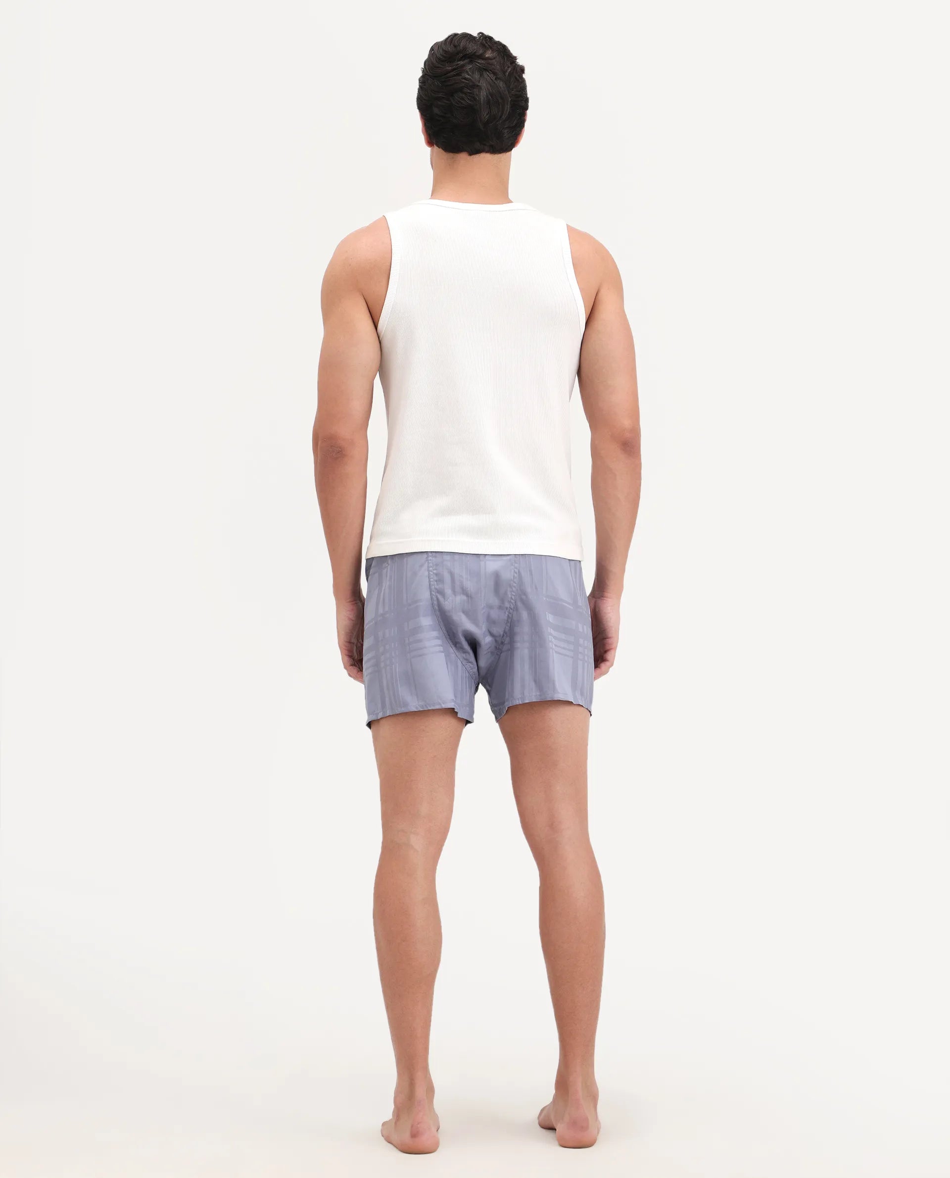 Rare Rabbit Men's Deval Pastel Purple Cotton Blend Fabric Regular Fit Checks Boxer