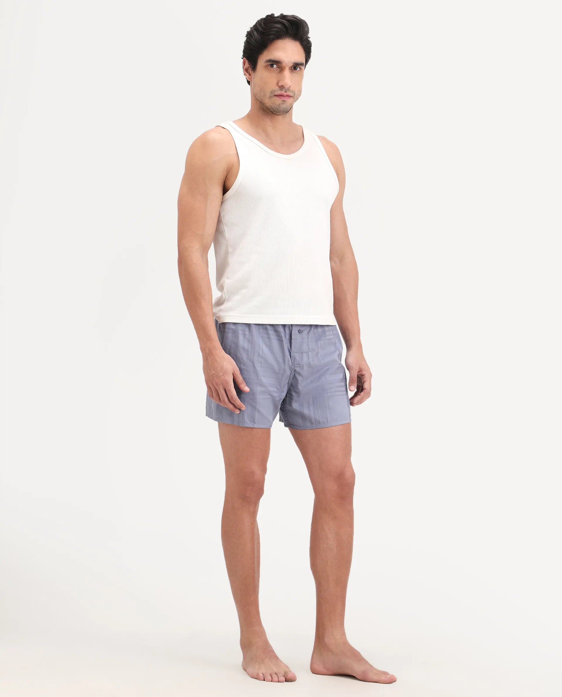 Rare Rabbit Men's Deval Pastel Purple Cotton Blend Fabric Regular Fit Checks Boxer