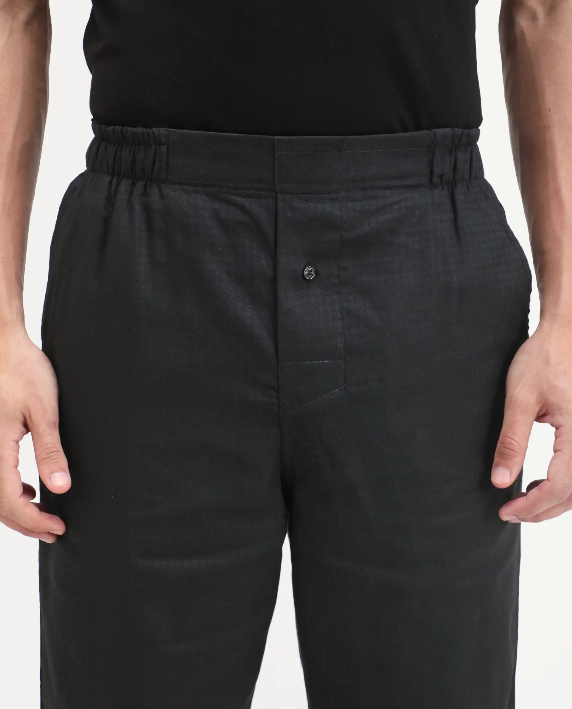 Rare Rabbit Men's Mariv Black Cotton Fabric Regular Fit Checks Pajama