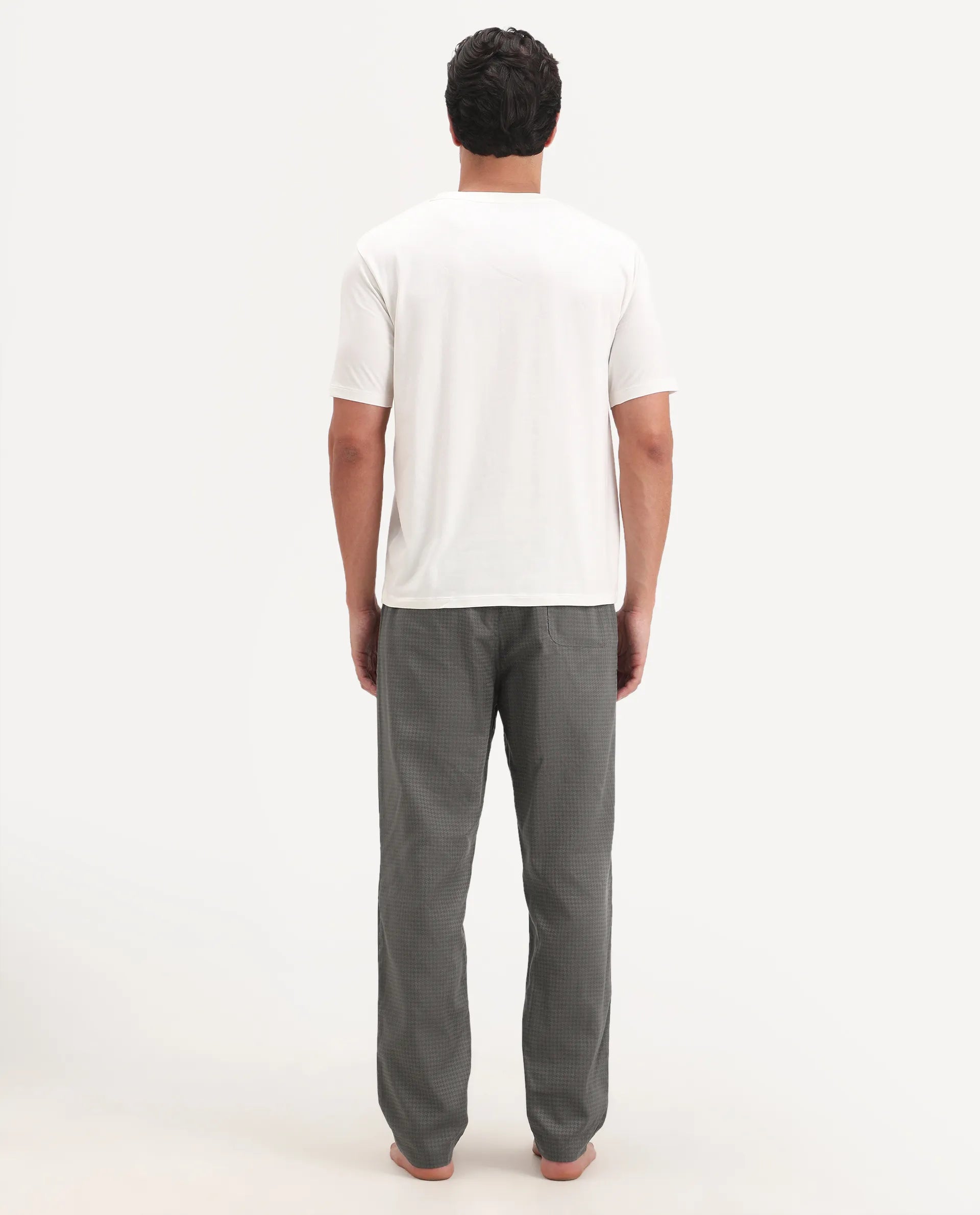 Rare Rabbit Men's Mariv Dark Grey Cotton Fabric Regular Fit Checks Pajama