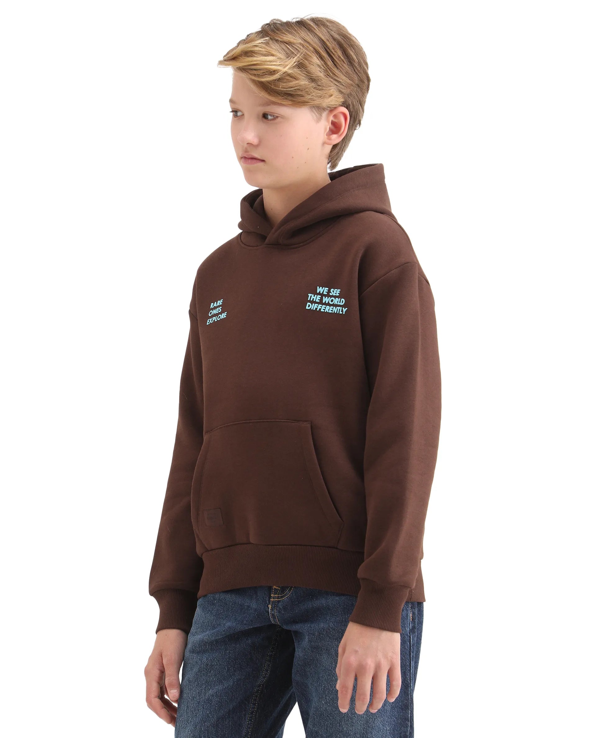 Rare Ones Kids Tito Dark Brown Cotton Blend Pull-On Closure Hd Print Full Sleeves Oversized Sweatshirt