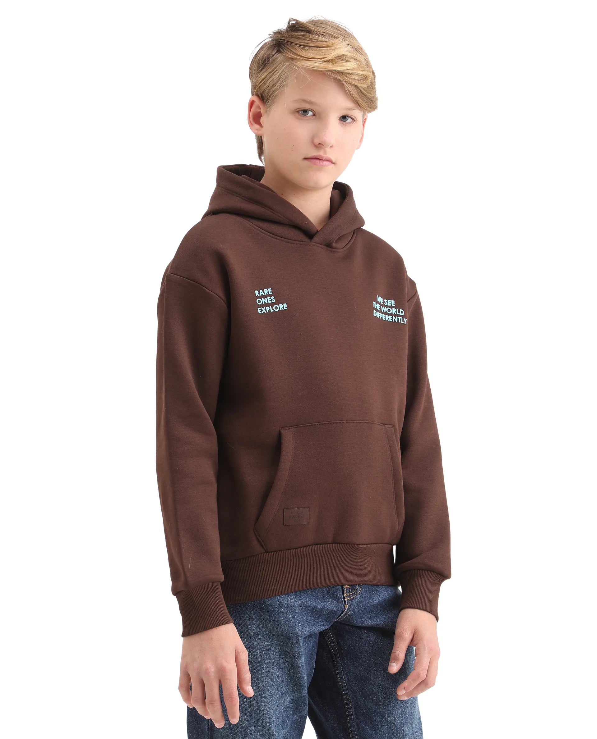 Rare Ones Kids Tito Dark Brown Cotton Blend Pull-On Closure Hd Print Full Sleeves Oversized Sweatshirt
