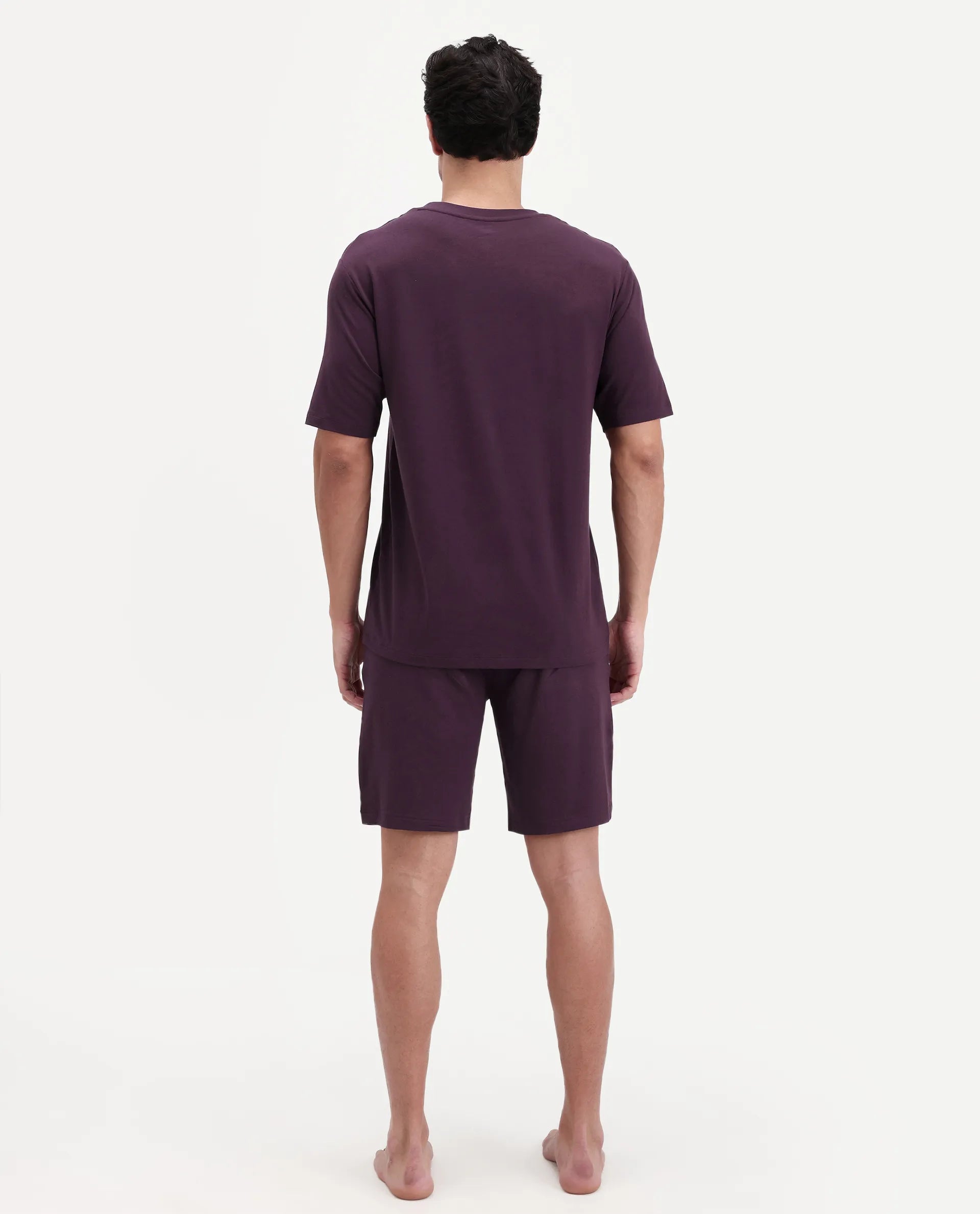 Rare Rabbit Men's Pont Maroon Cotton Fabric Relaxed Fit Plain Stretchable Shorts