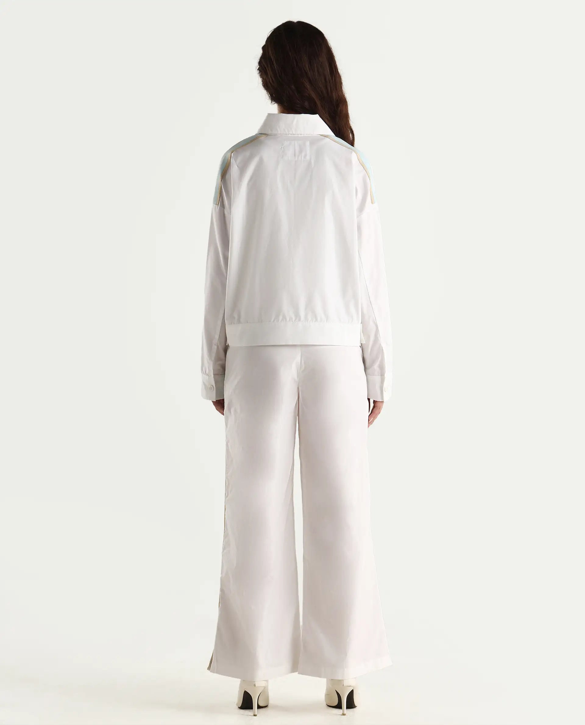 Rareism Women's Nocam B Off White Cotton Plain Ankle Length Wide Trouser
