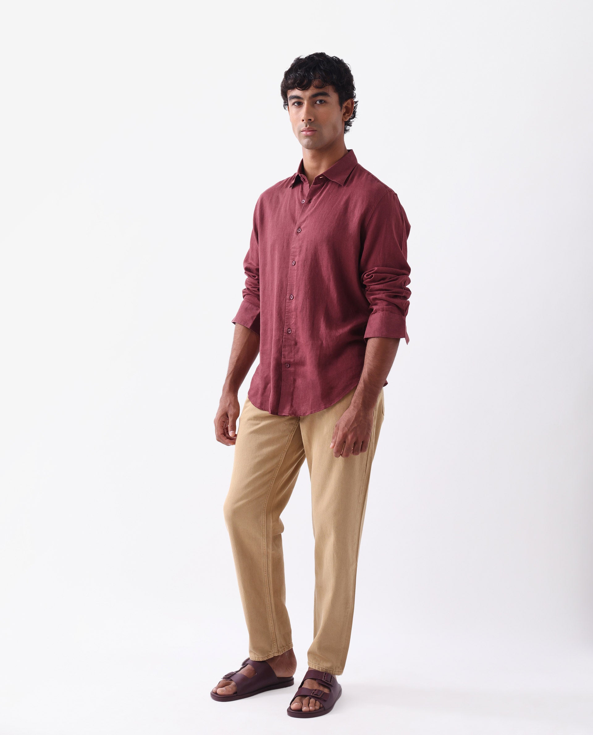 Rare Rabbit Men's Arvi Mustard Cotton Plain Dond Carrot Fit Jeans