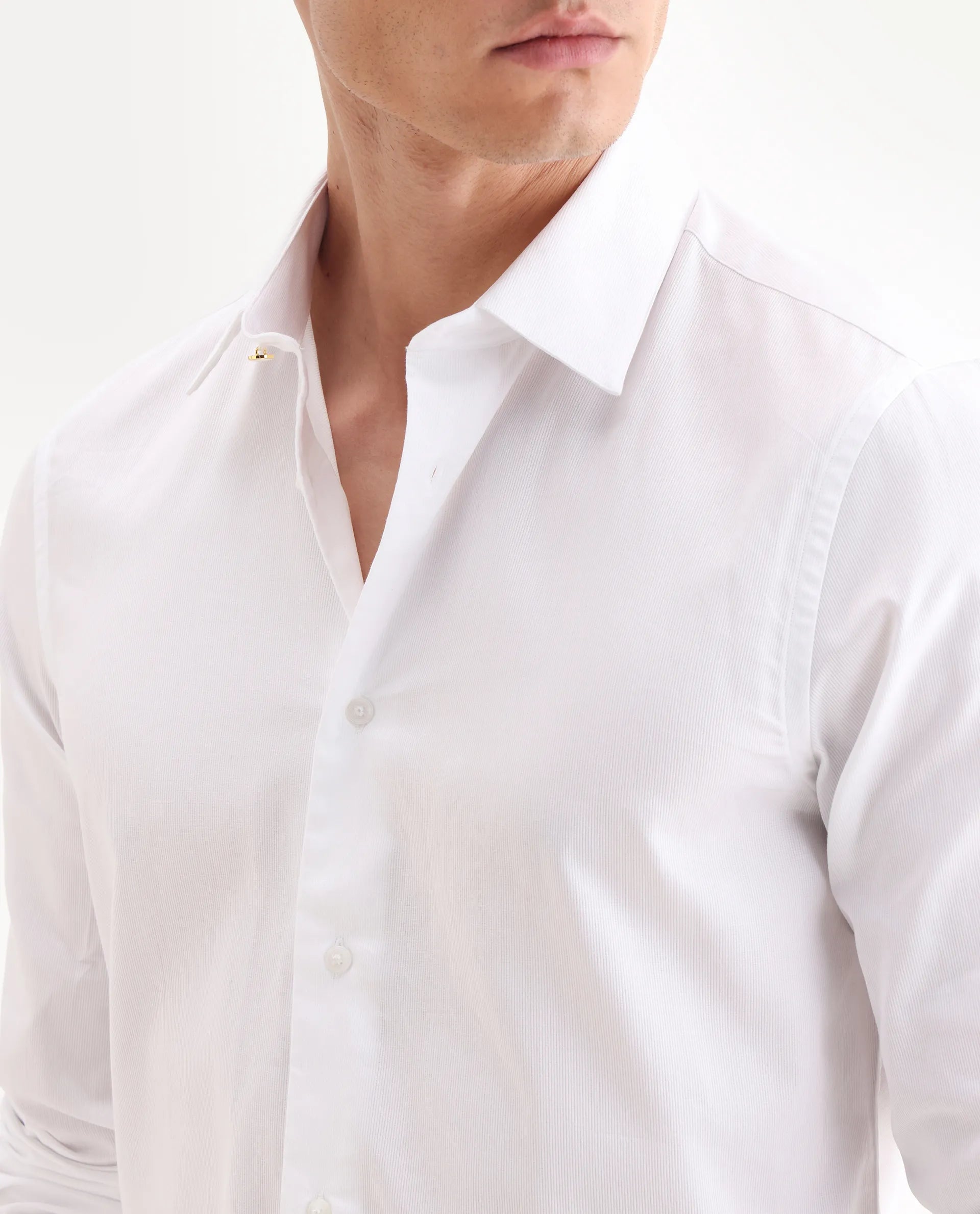 Rare Rabbit Men's Rocco White Cotton Plain Regular Fit Full Sleeve Collared Shirt