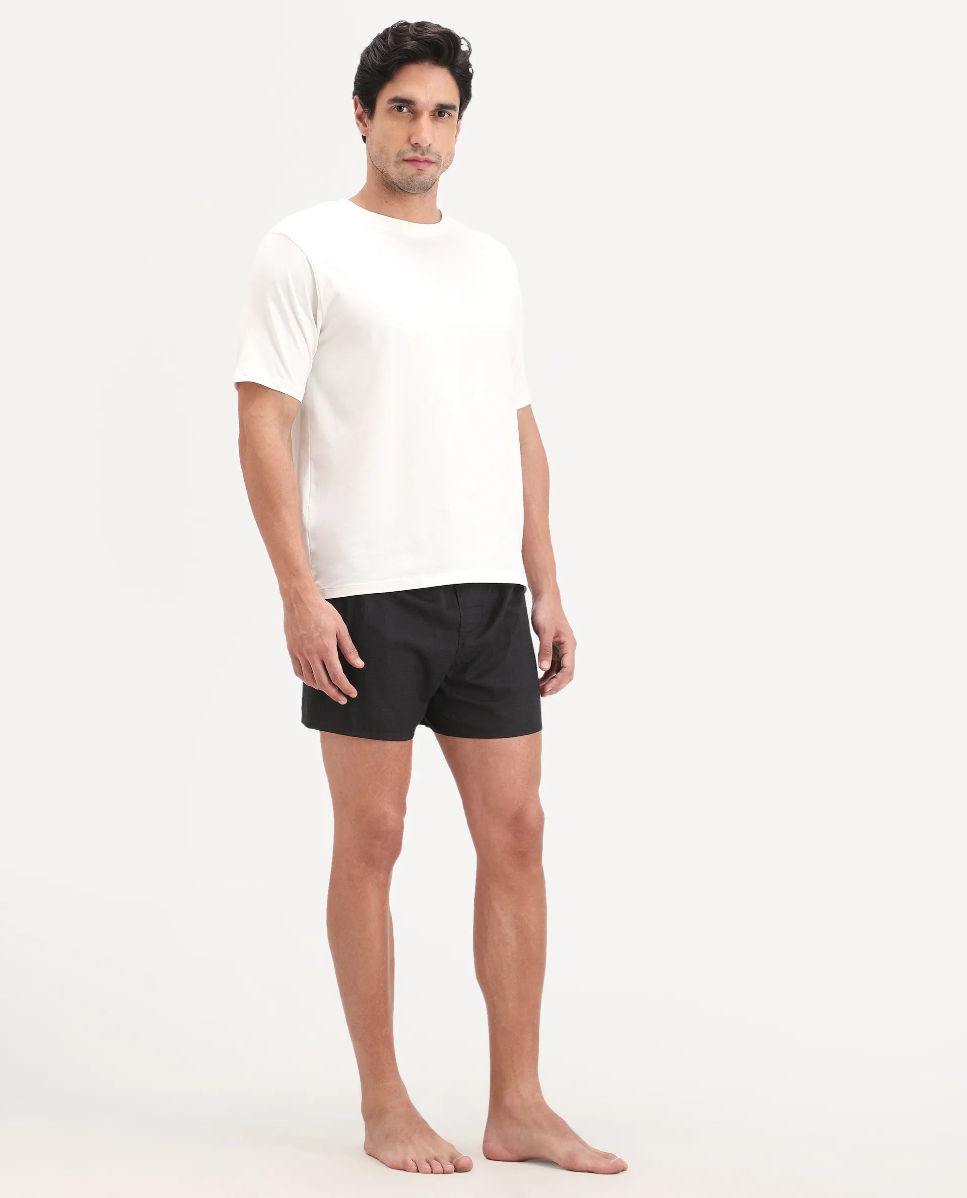 Rare Rabbit Men's Kiva Black Lyocell Regular Fit Checks Boxer