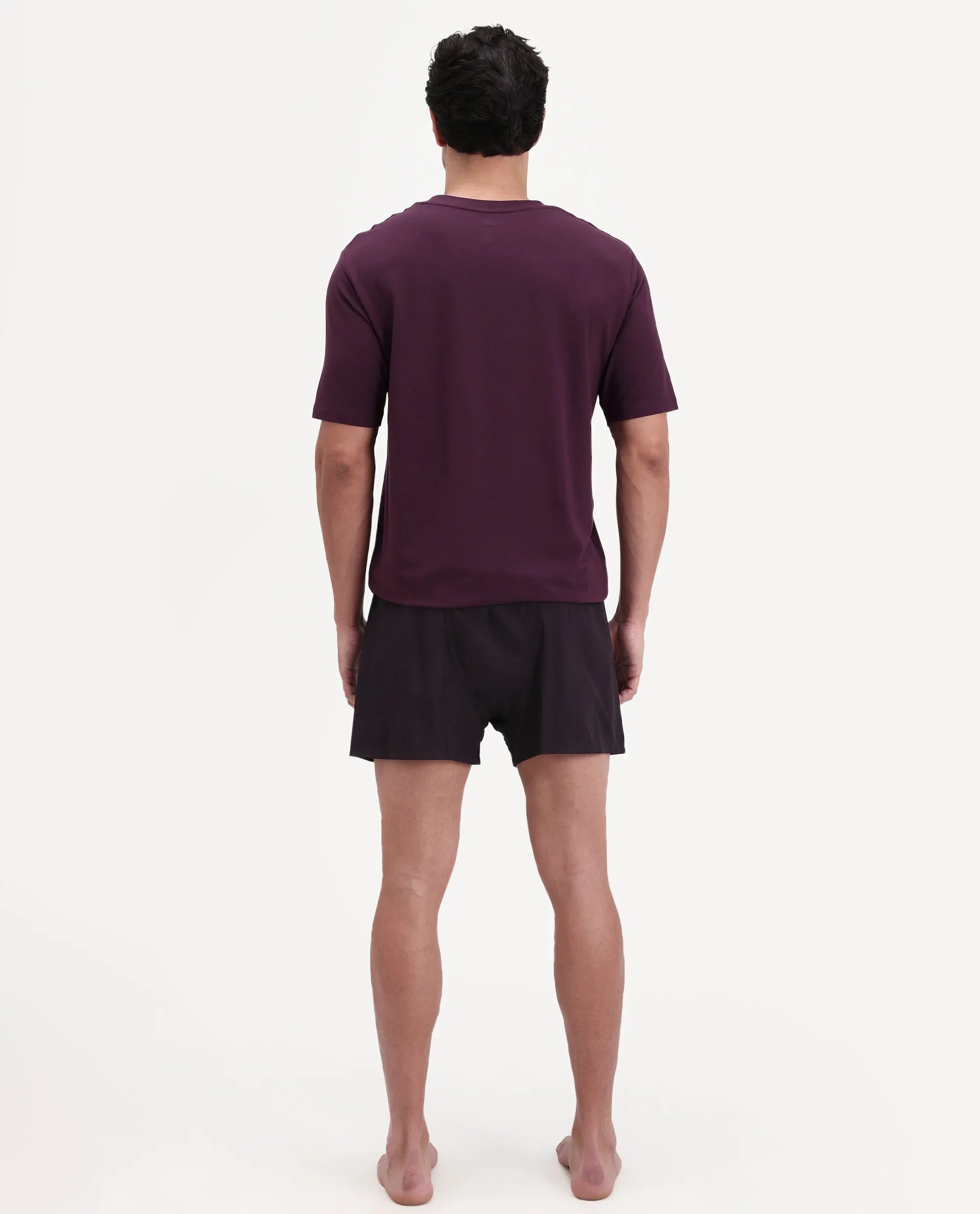 Rare Rabbit Men's Kiva Dark Maroon Linen Blend Regular Fit Checks Boxer