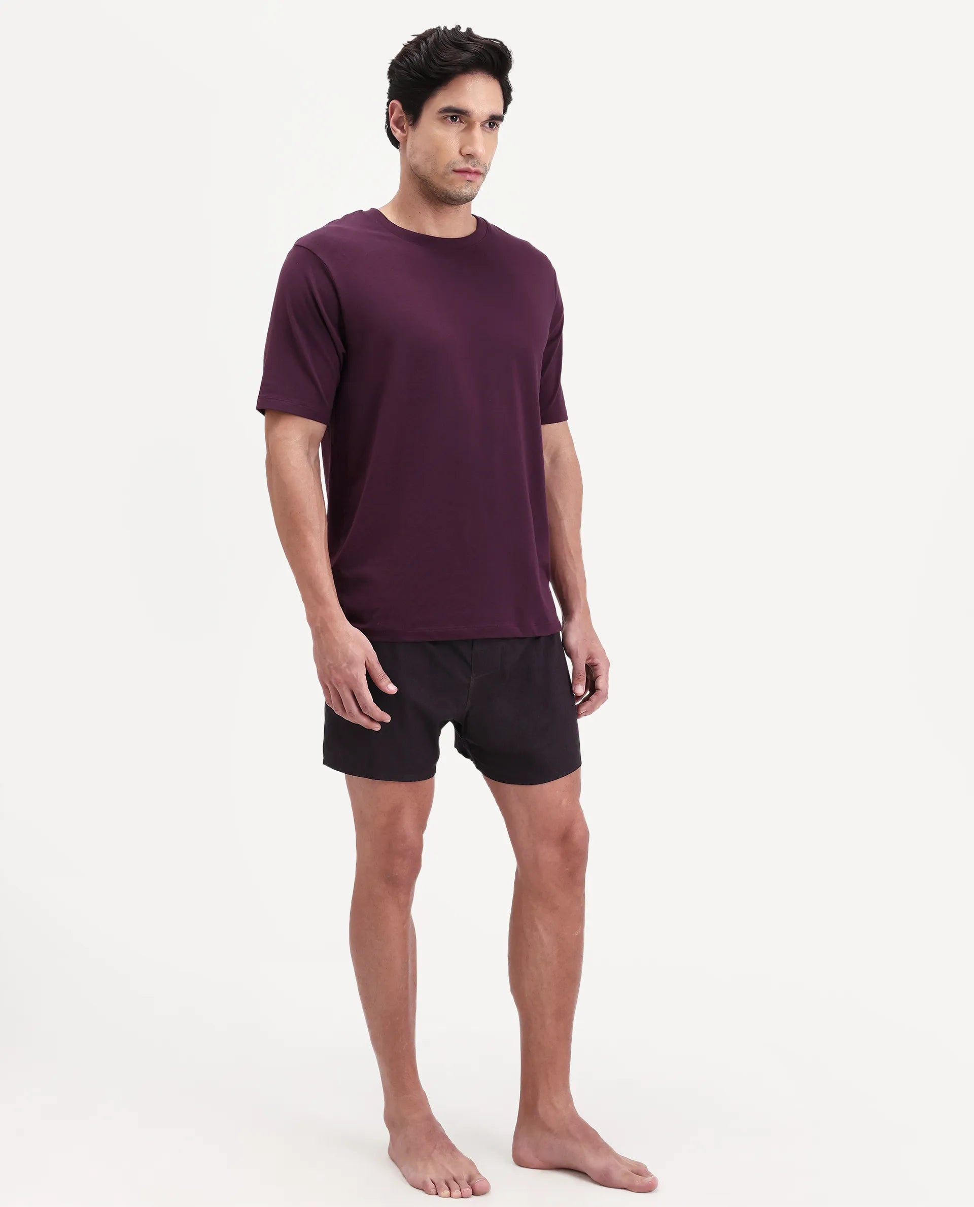 Rare Rabbit Men's Kiva Dark Maroon Linen Blend Regular Fit Checks Boxer