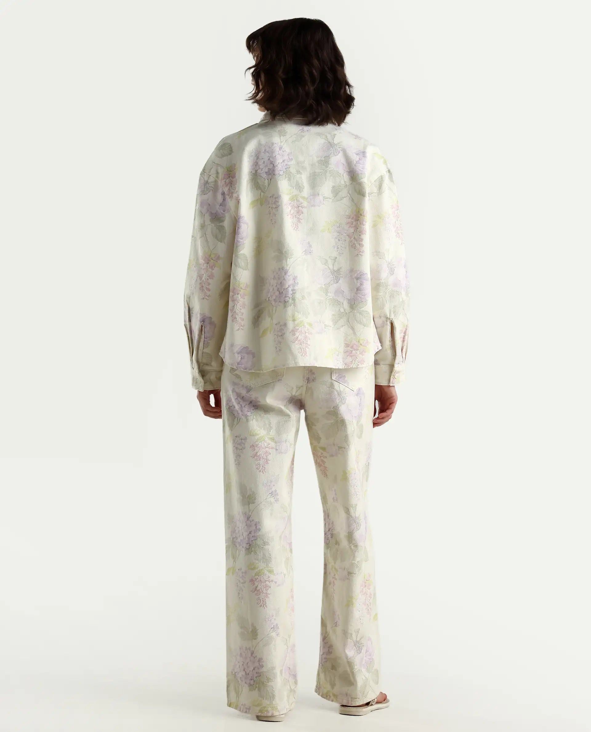 Rareism Women's Prebin-B Multi Cotton Floral Print Ankle Length Wide Trouser