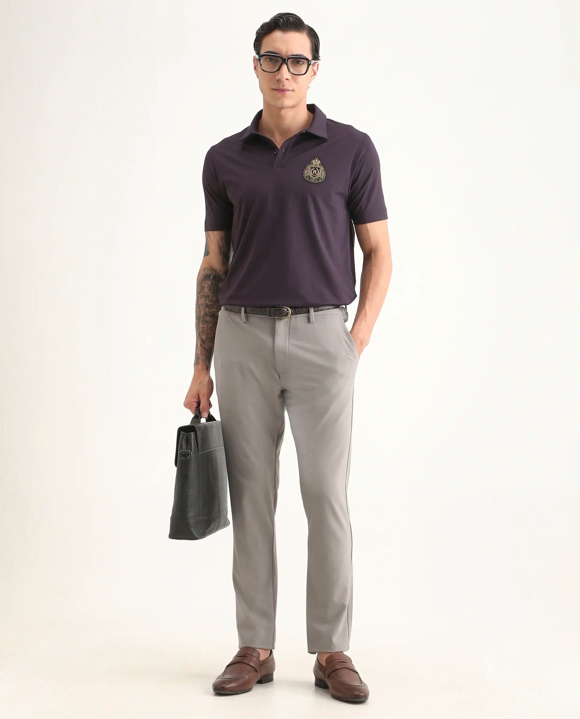 Rare Rabbit Men's Travel-Ss26 Beige Polyester Fabric Button And Zip Closure Closure Plain Trouser