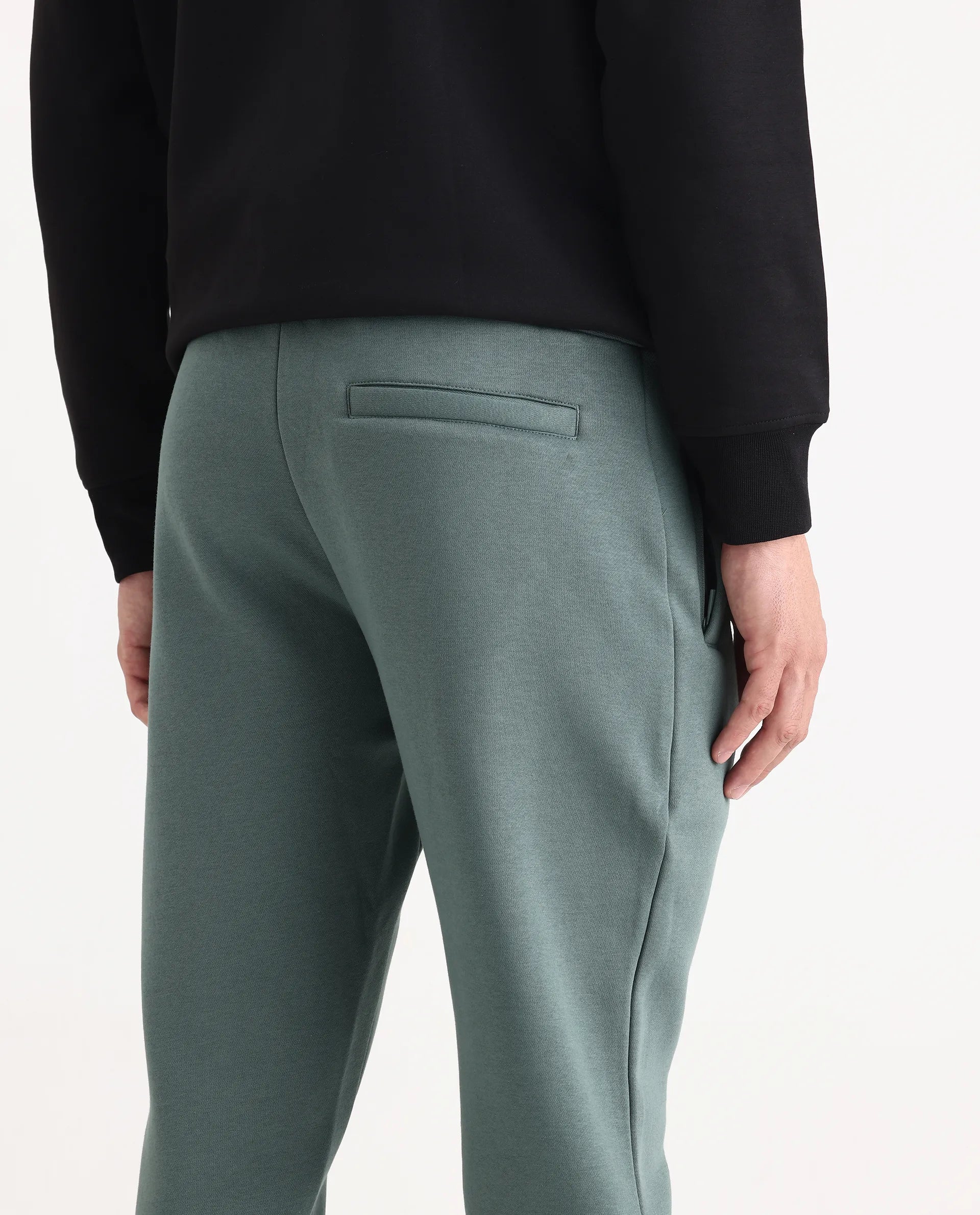 Rare Rabbit Men's Anderson-B25 Dusky Green Cotton Blend Fabric Regular Fit Badge Print Joggers
