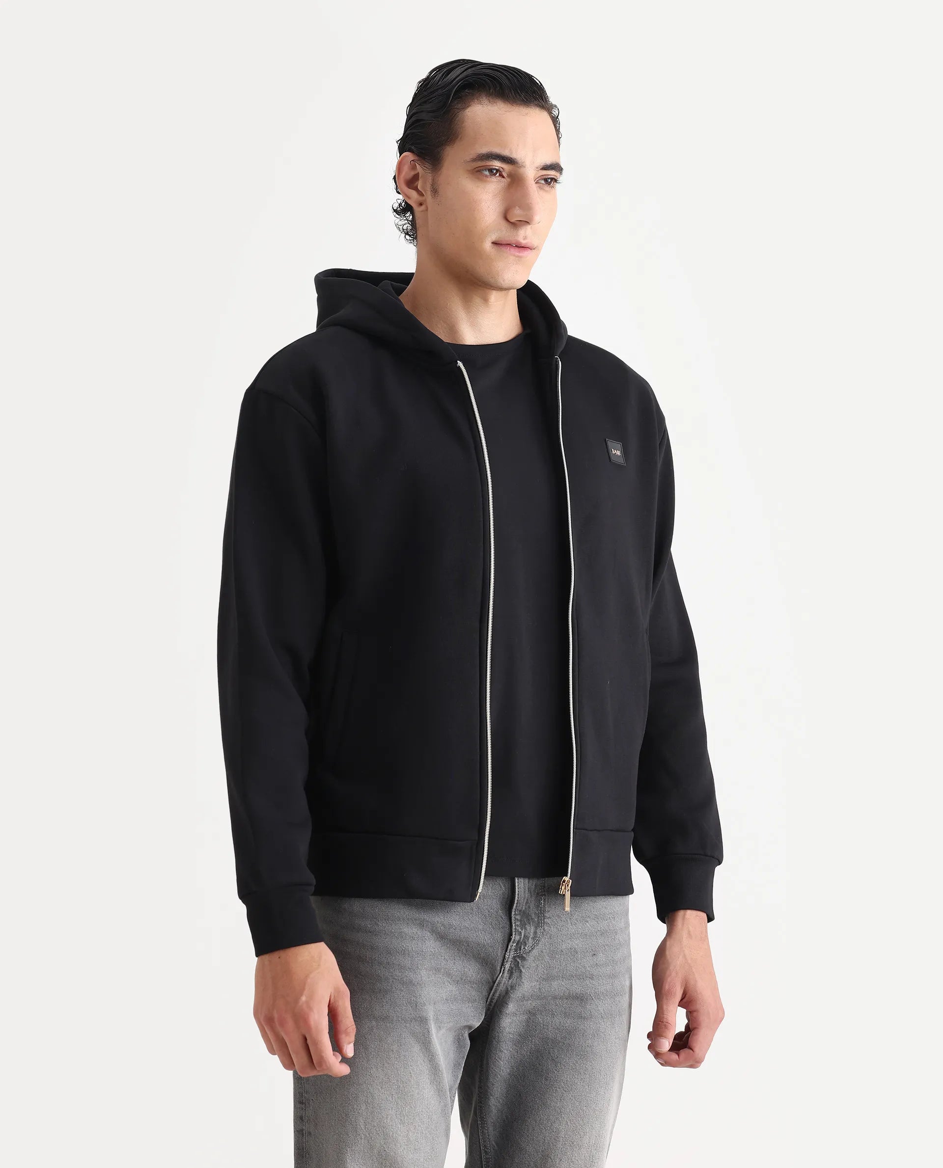 Buy Anderson-T25 - Black Premium Hooded Zipper Sweatshirt| Rare Rabbit