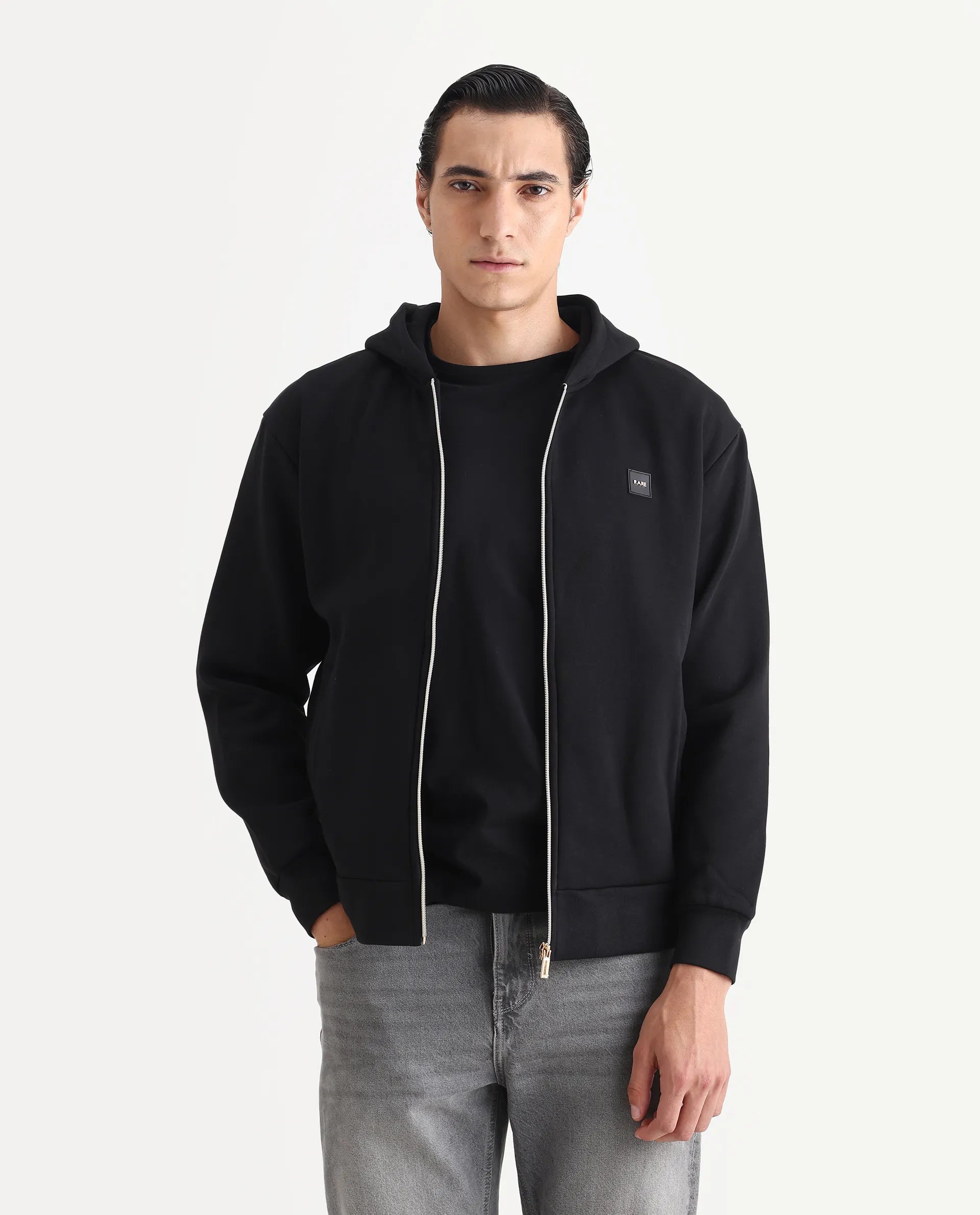 Buy Anderson-T25 - Black Premium Hooded Zipper Sweatshirt| Rare Rabbit