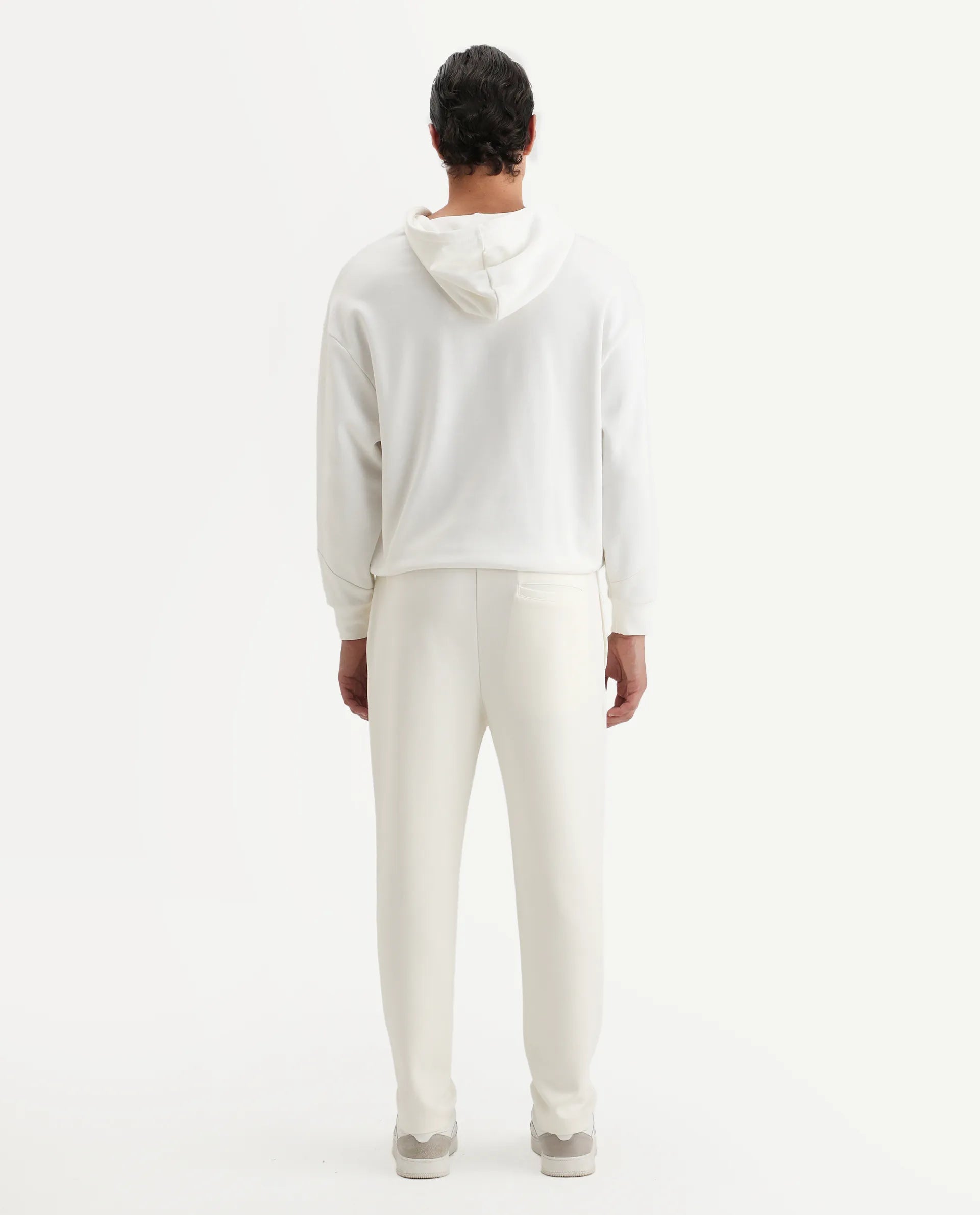 Rare Rabbit Men's Jabe-B Off White Modal Blend Fabric Regular Fit Plain Track Pant