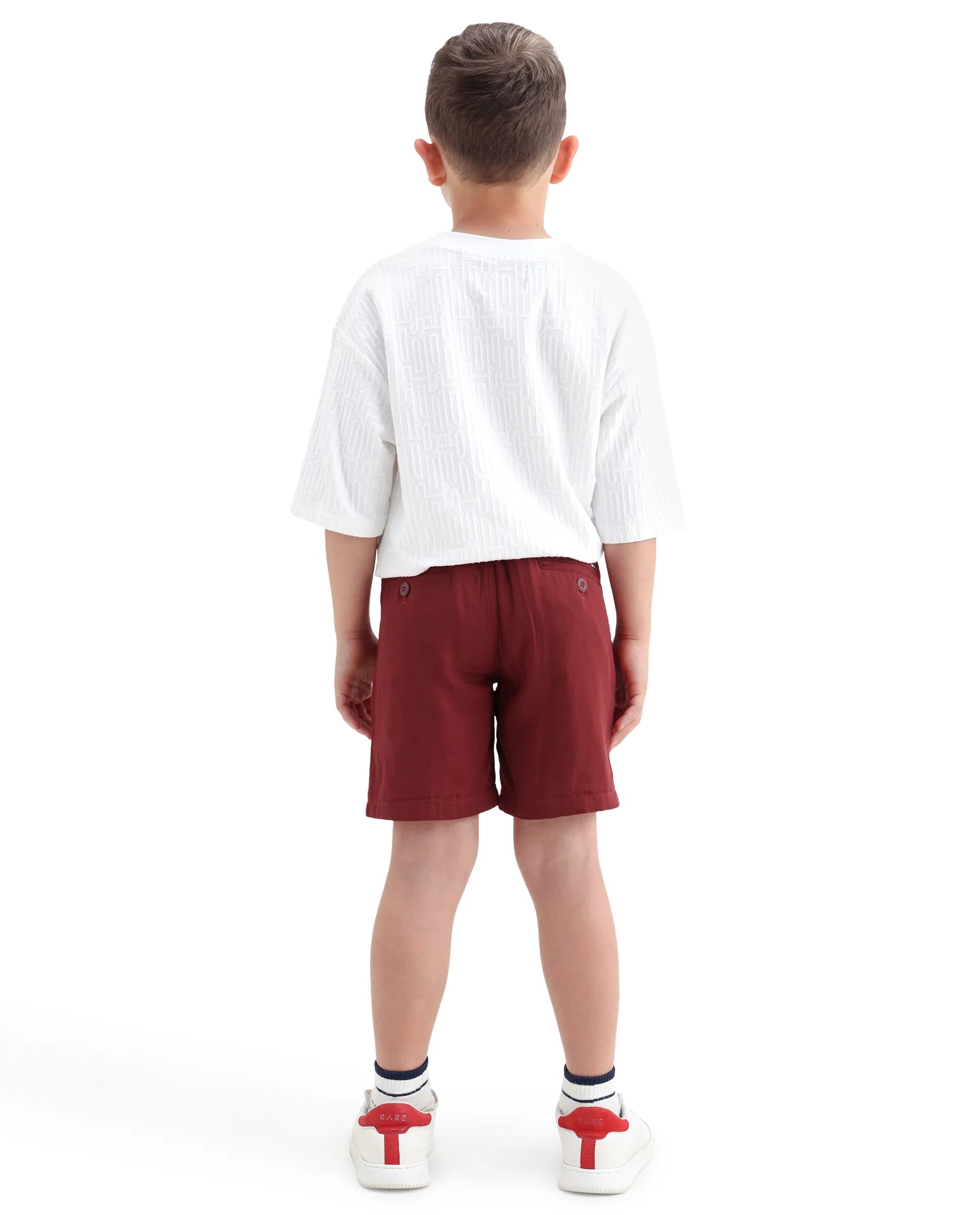 Rare Ones Kids Pinto-K-26 Red Cotton Blend Button Closure Regular Fit Shorts