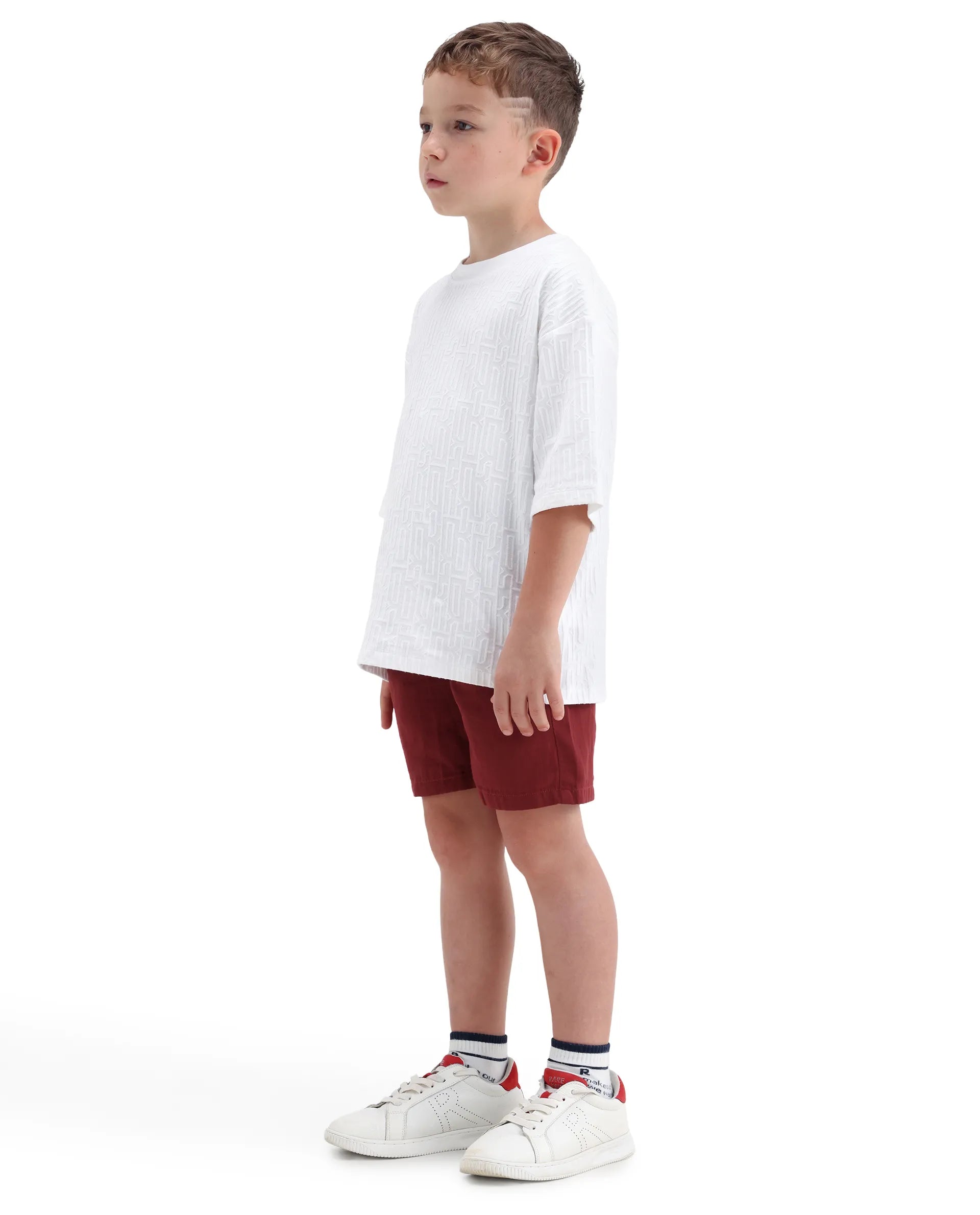 Rare Ones Kids Pinto-K-26 Red Cotton Blend Button Closure Regular Fit Shorts