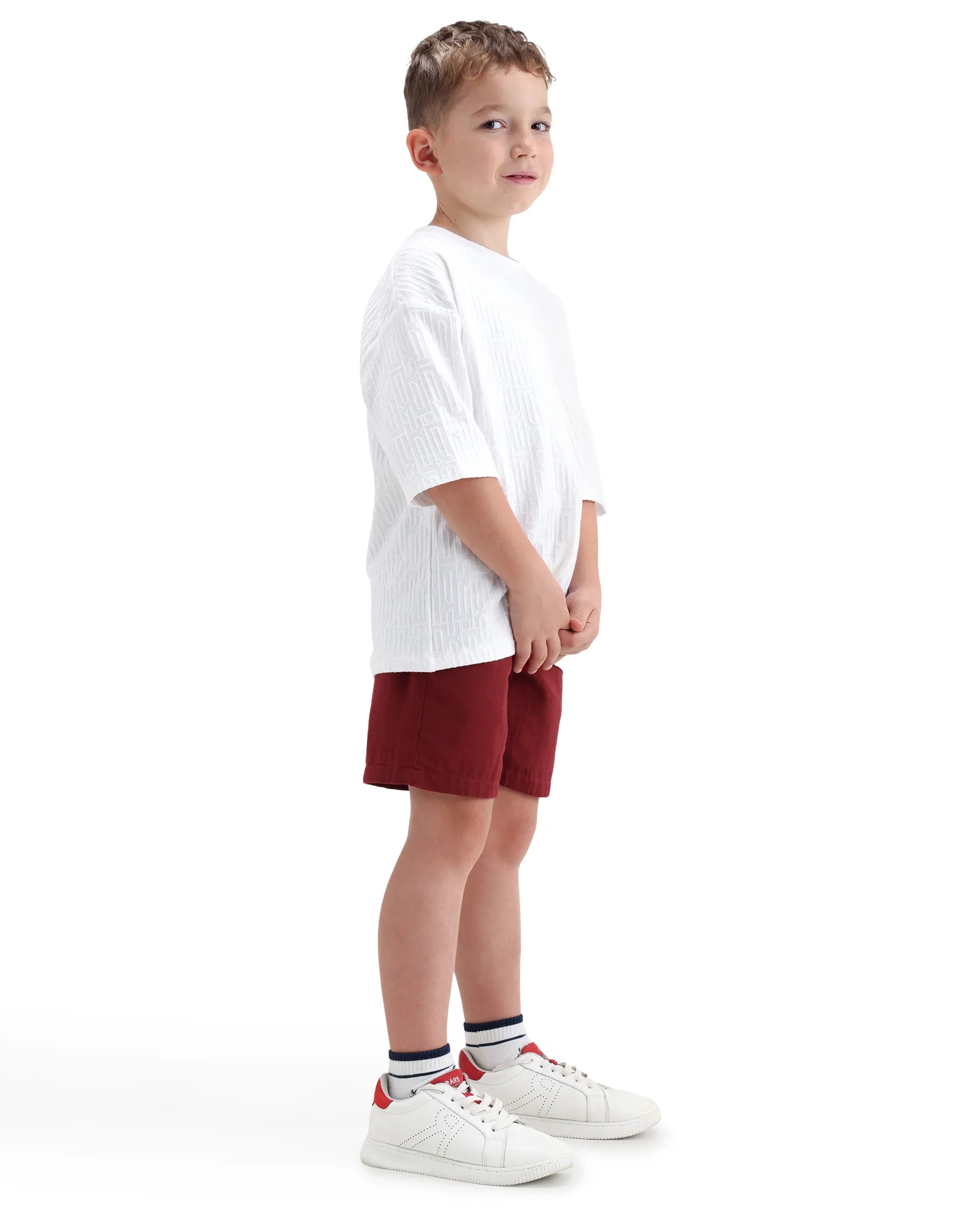 Rare Ones Kids Pinto-K-26 Red Cotton Blend Button Closure Regular Fit Shorts