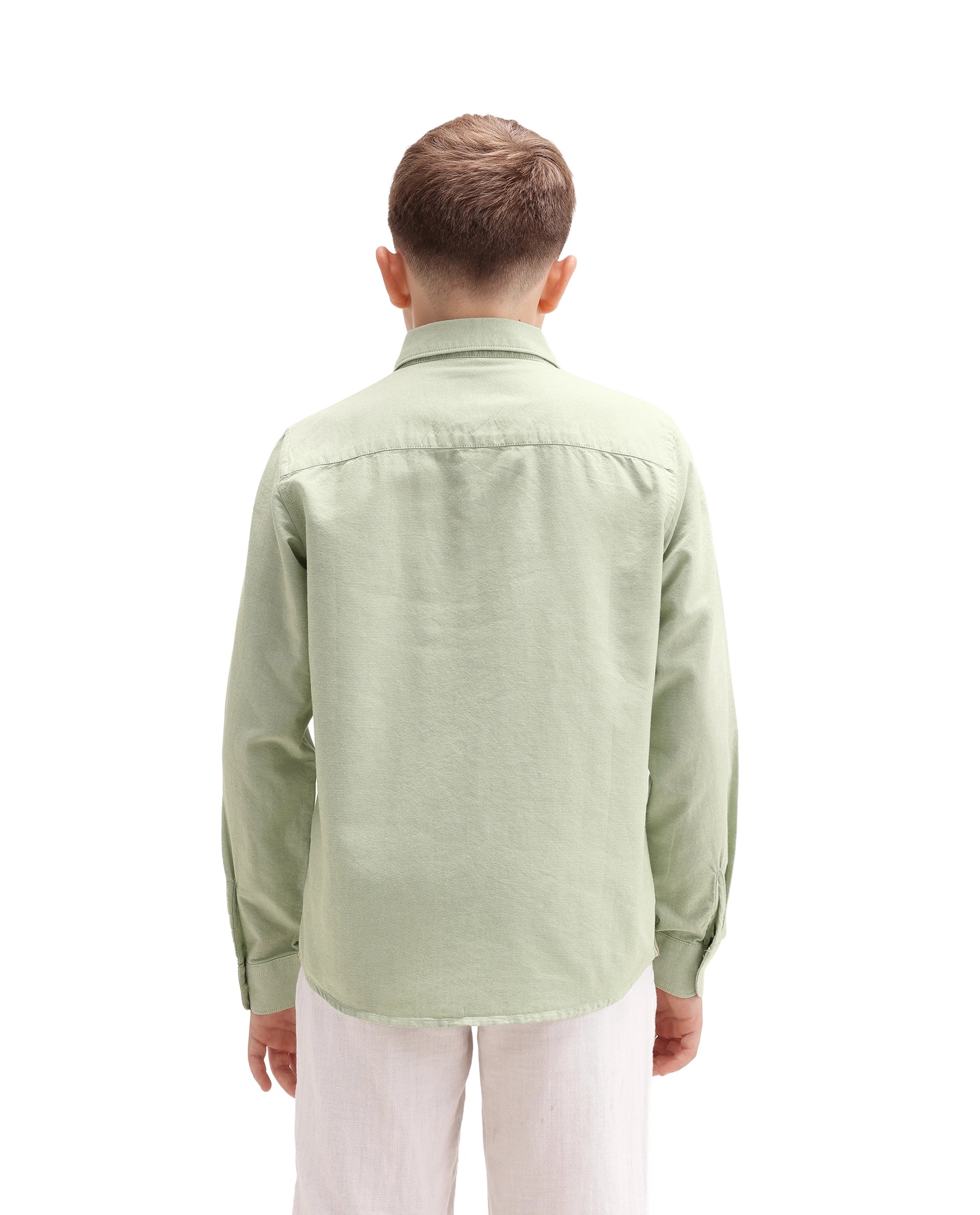 Rare Ones Kids Jac-26 Pastel Green Cotton Button Closure Regular Fit Shirt