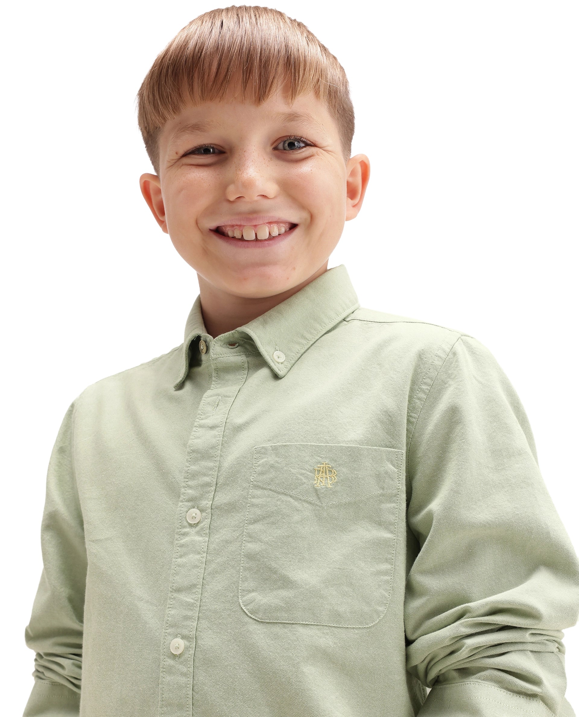 Rare Ones Kids Jac-26 Pastel Green Cotton Button Closure Regular Fit Shirt