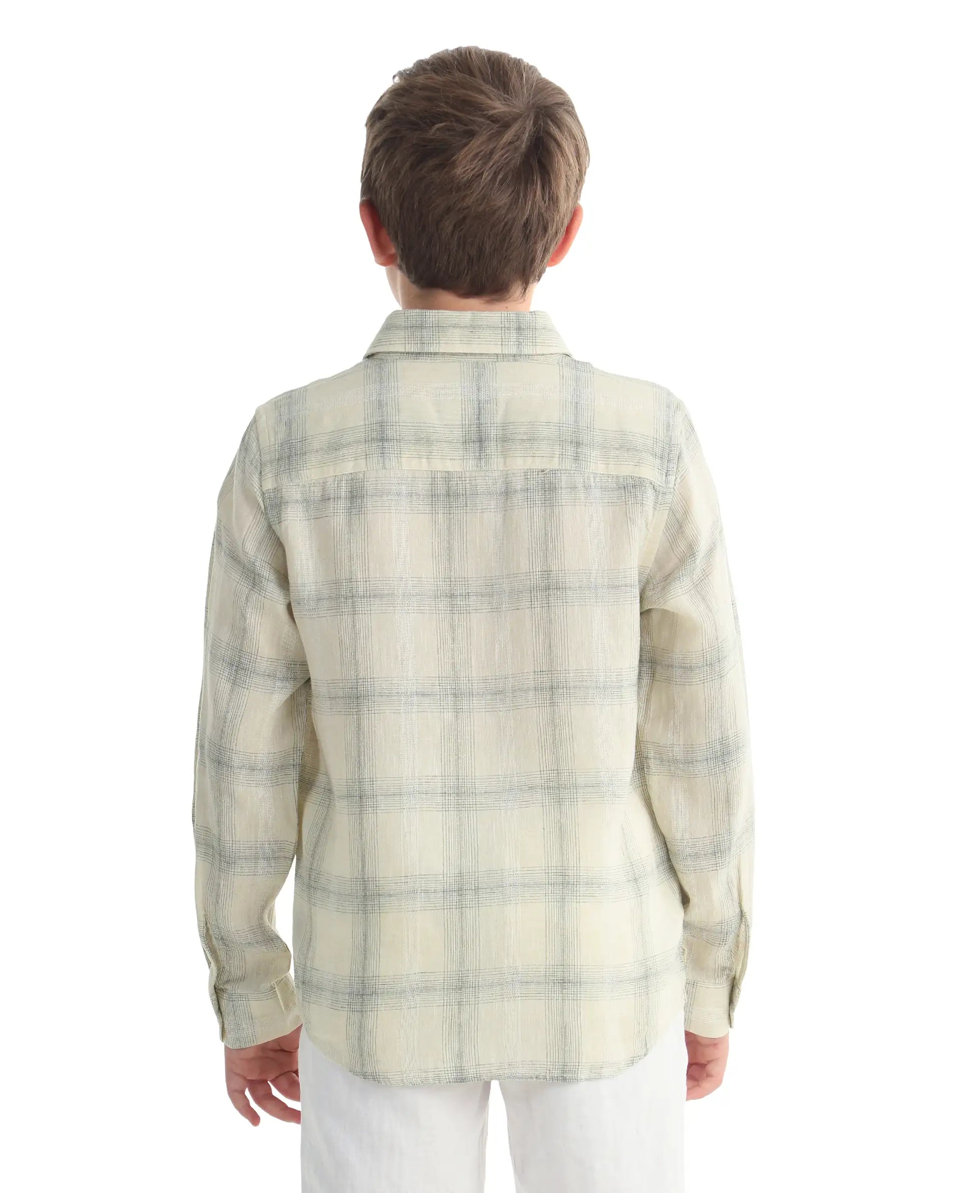 Rare Ones Kids Eamon-26 Yellow Linen Blend Button Closure Regular Fit Shirt