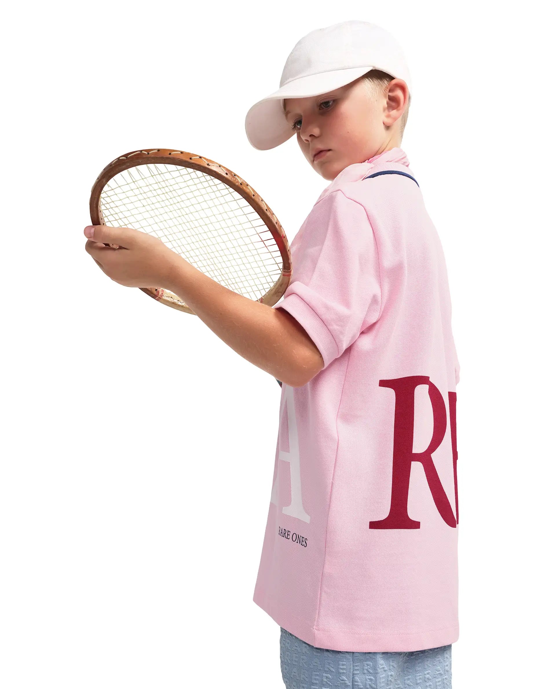 Rare Ones Kids Rovo Light Pink Cotton Button Closure Pigment Print Regular Fit Polo