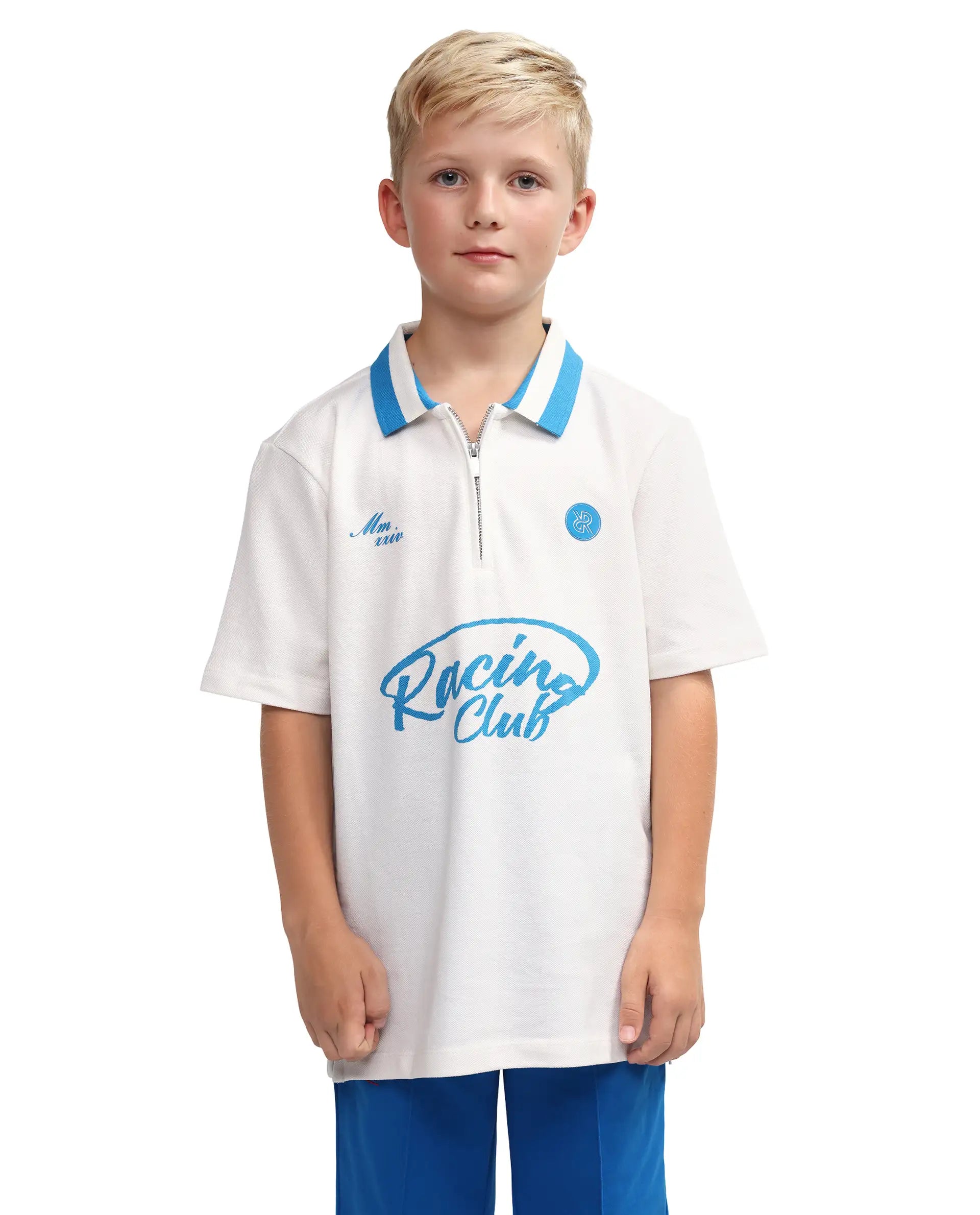 Rare Ones Kids Rino Off White Cotton Zipper Closure Regular Fit Polo