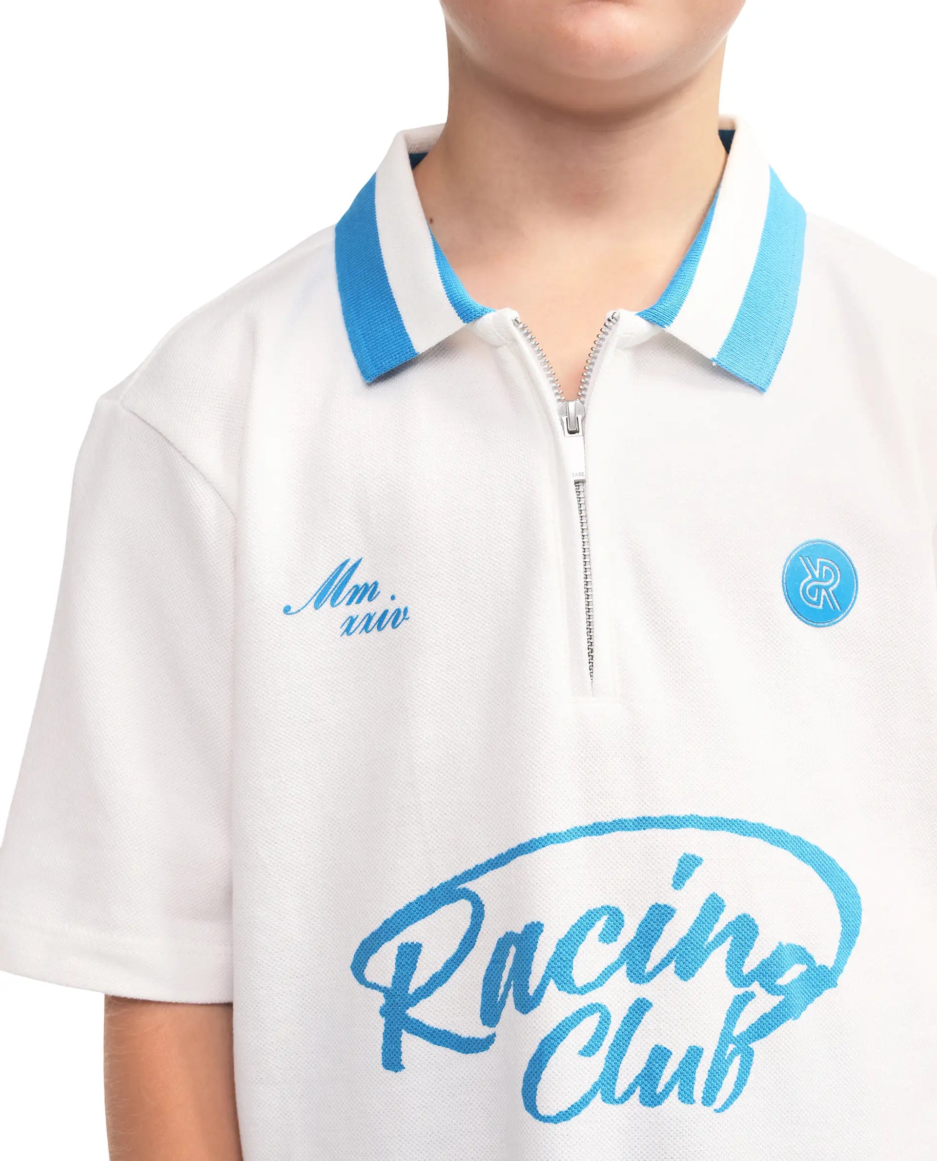 Rare Ones Kids Rino Off White Cotton Zipper Closure Regular Fit Polo