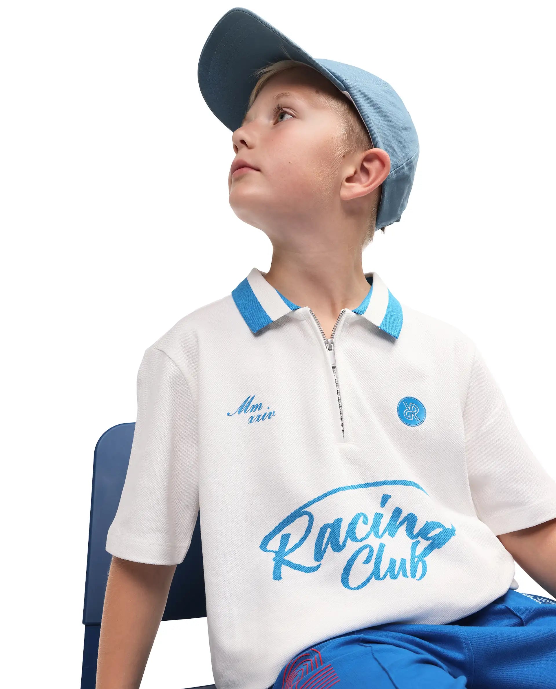Rare Ones Kids Rino Off White Cotton Zipper Closure Regular Fit Polo