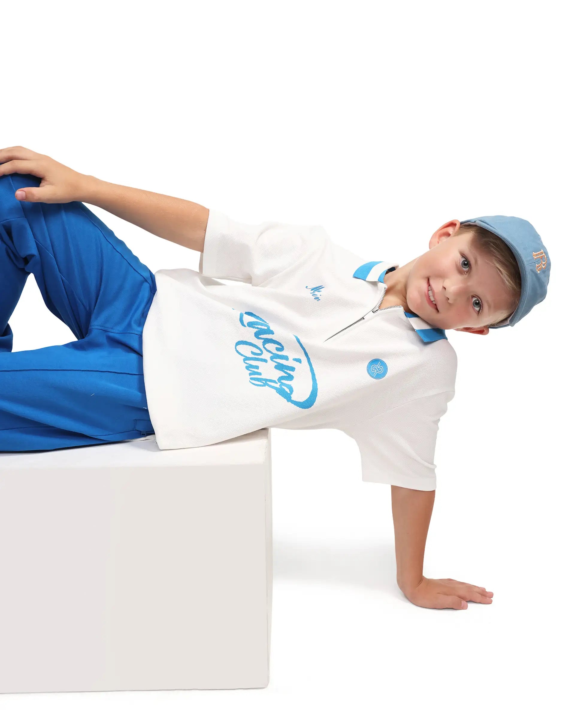 Rare Ones Kids Rino Off White Cotton Zipper Closure Regular Fit Polo