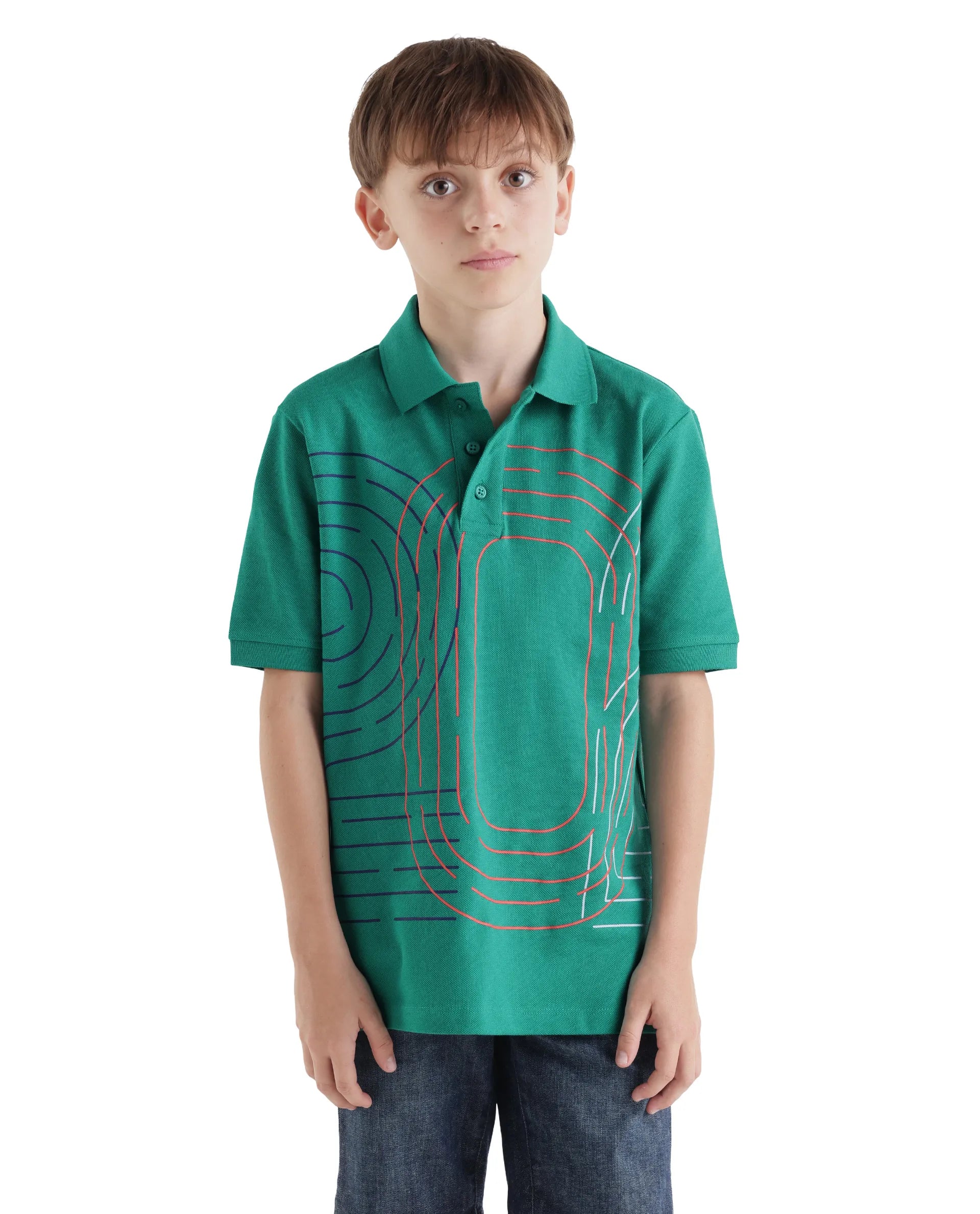 Rare Ones Kids Twen Green Cotton Button Closure Regular Fit Polo