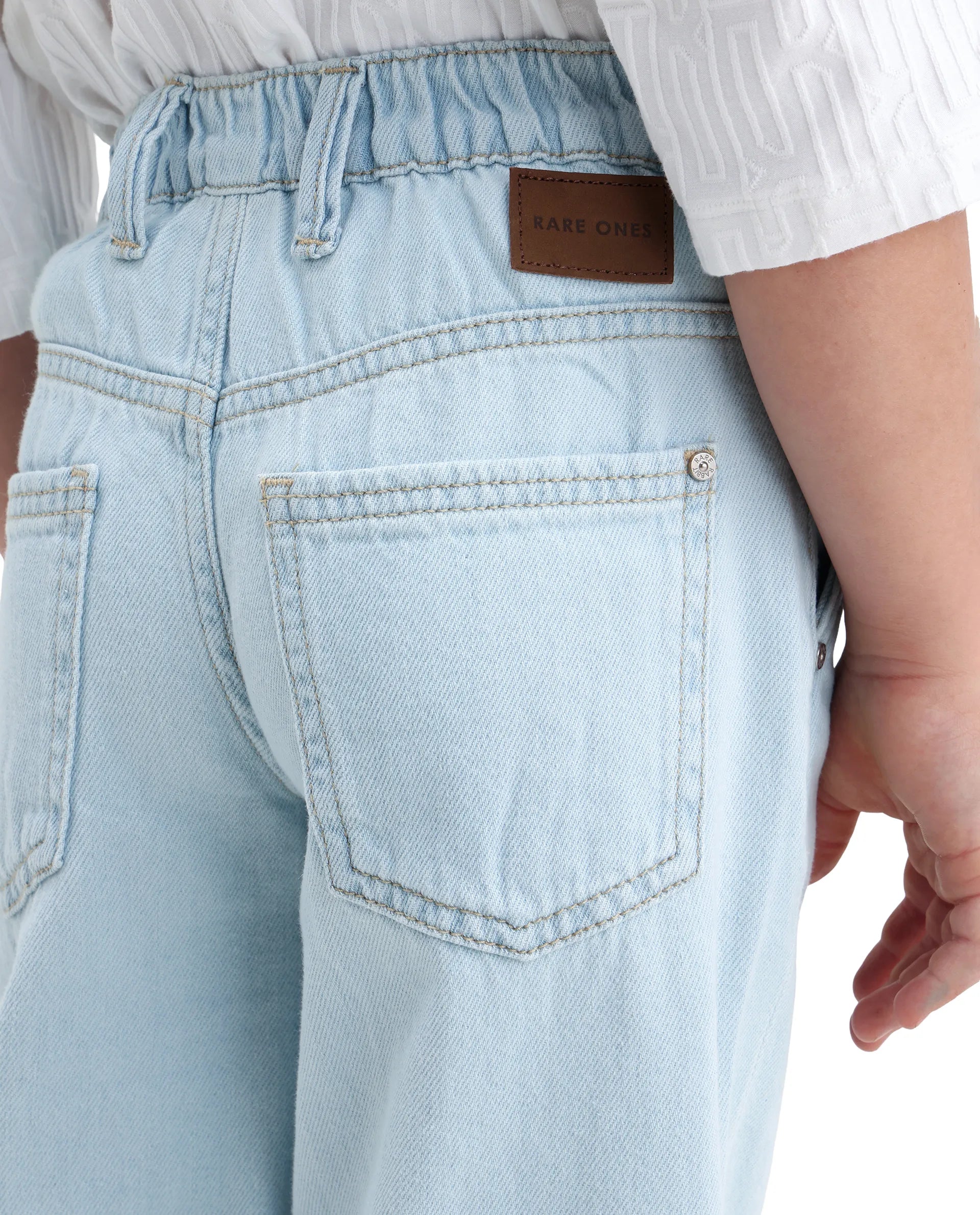 Rare Ones Kids Kasen-2 Light Blue Cotton Blend Shank Button Closure Slouchy Fit Jeans