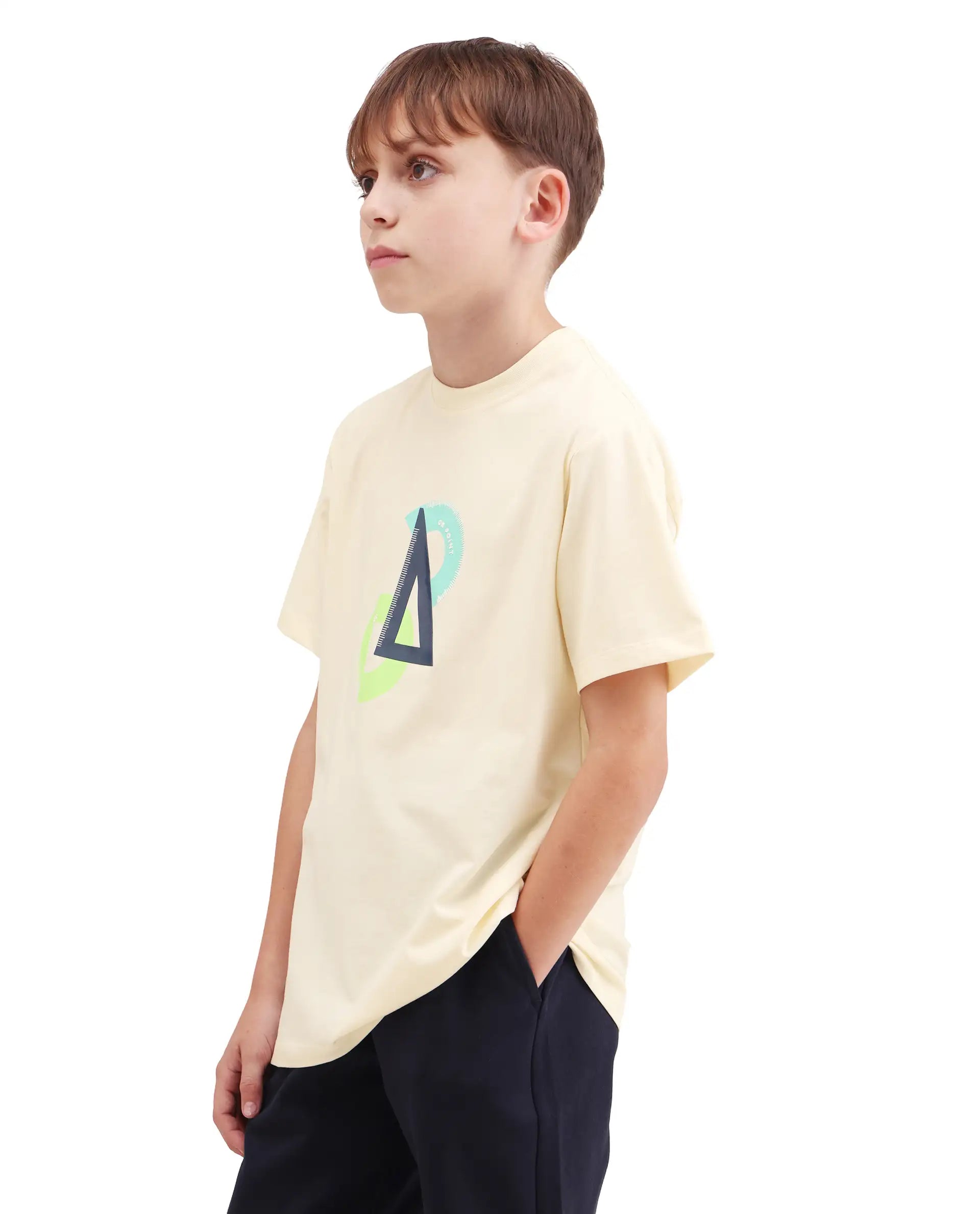 Rare Ones Kids Trac Off White Cotton Blend Pull-On Closure Pigment Print Regular Fit T-Shirt