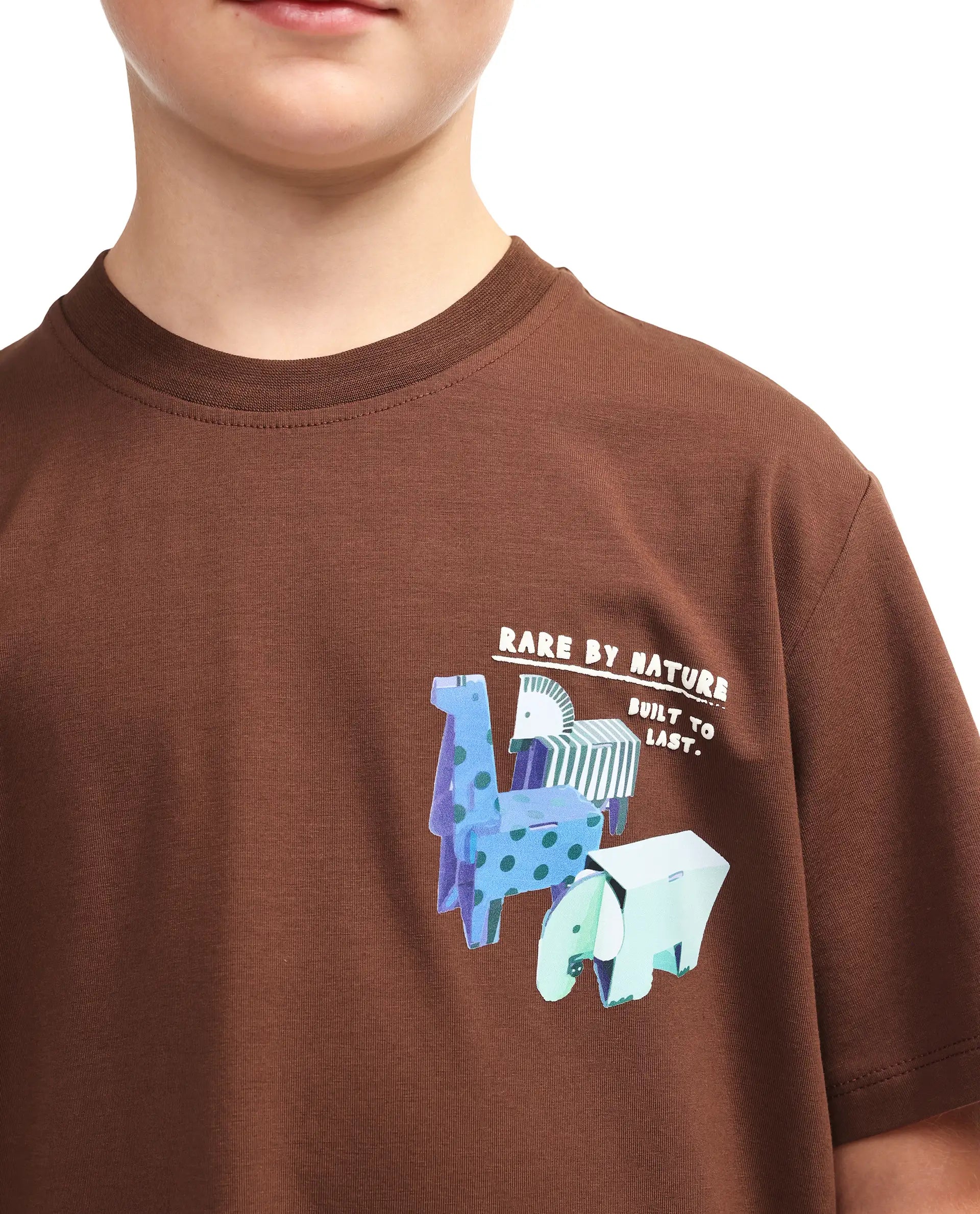 Rare Ones Kids Oleg Brown Cotton Blend Pull-On Closure Puff Print Regular Fit T-Shirt